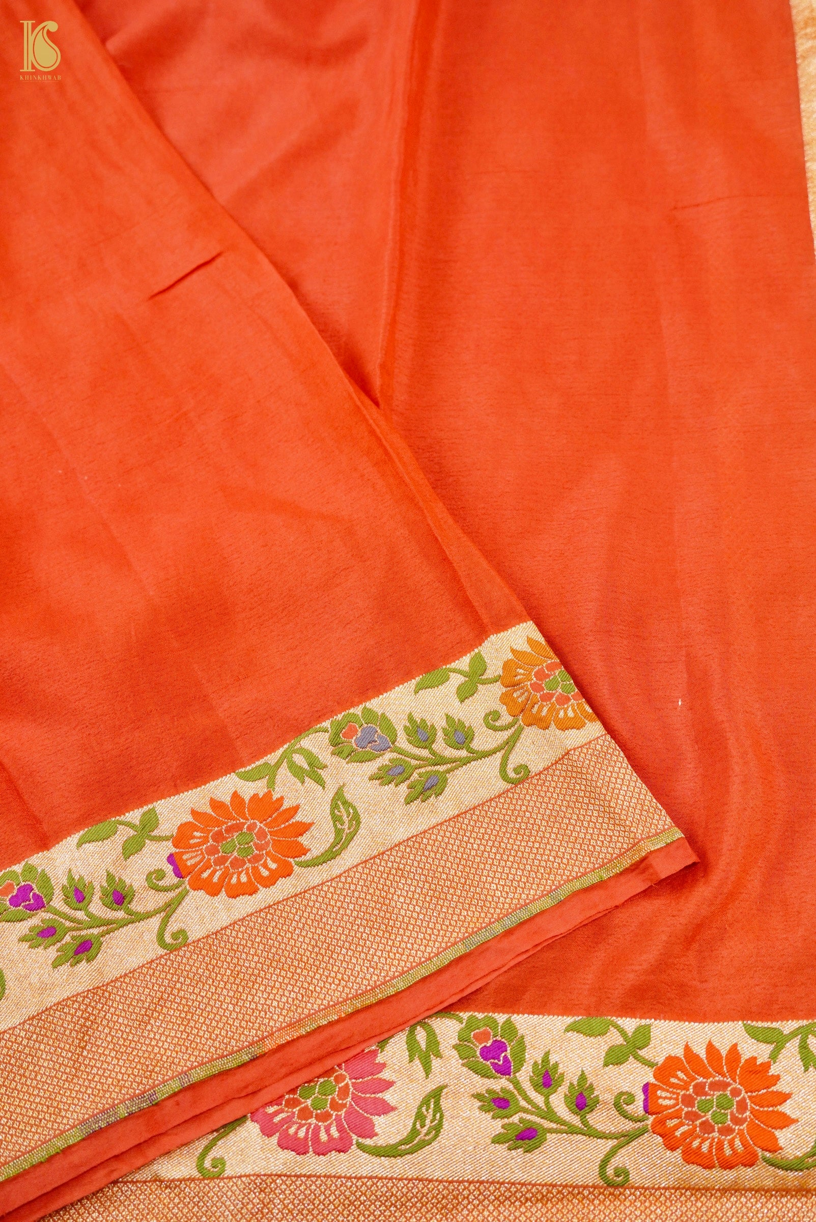 Handwoven Banarasi Georgette Dupatta with Floral Meenakari