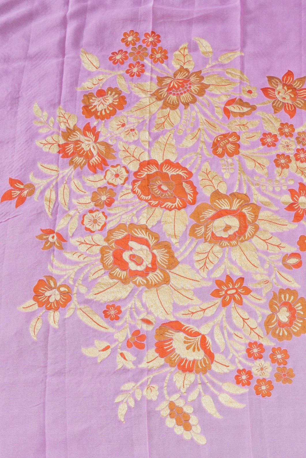 Handwoven Banarasi Georgette Dupatta with Floral Meenakari