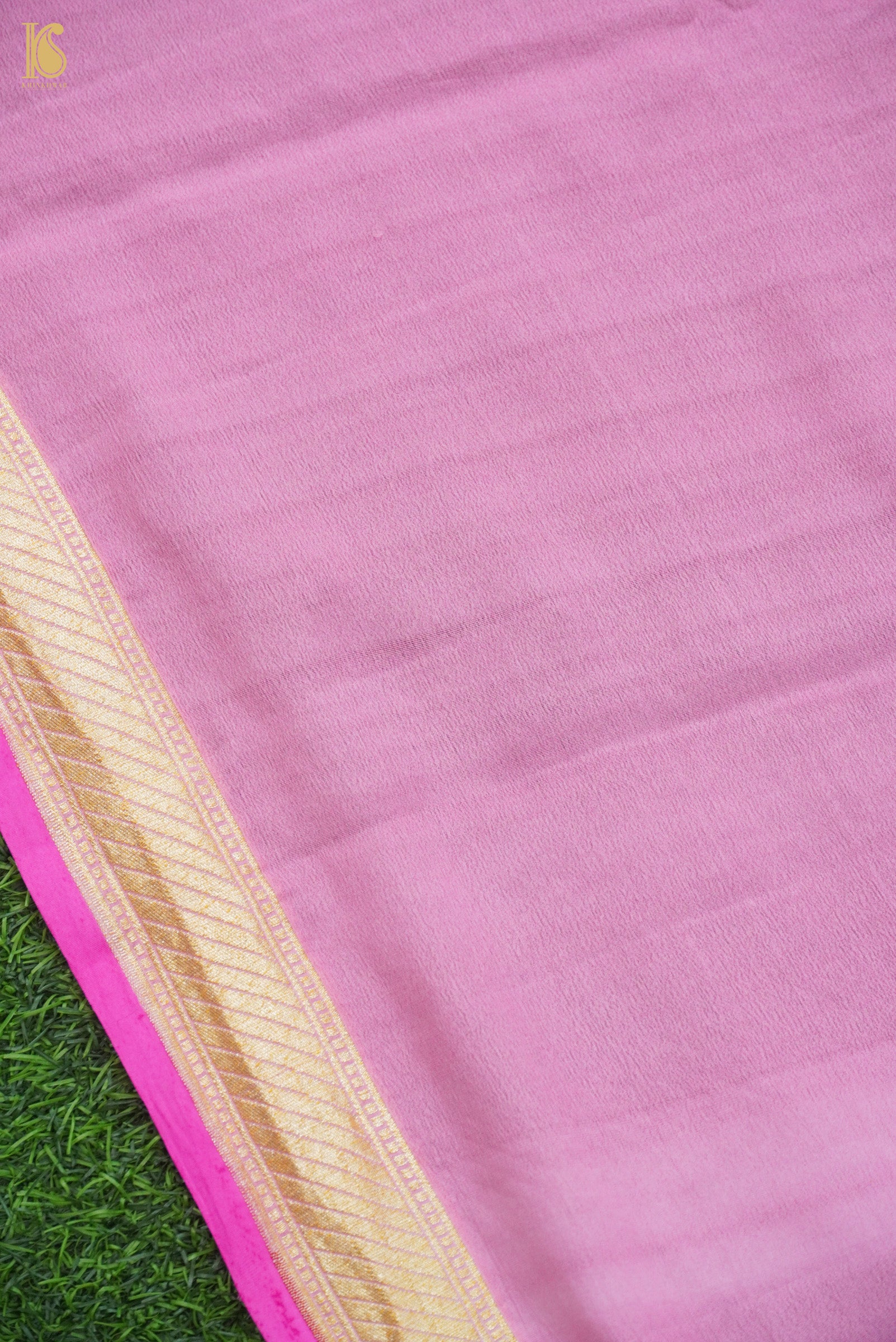 Handwoven Banarasi Georgette Dupatta with Floral Meenakari