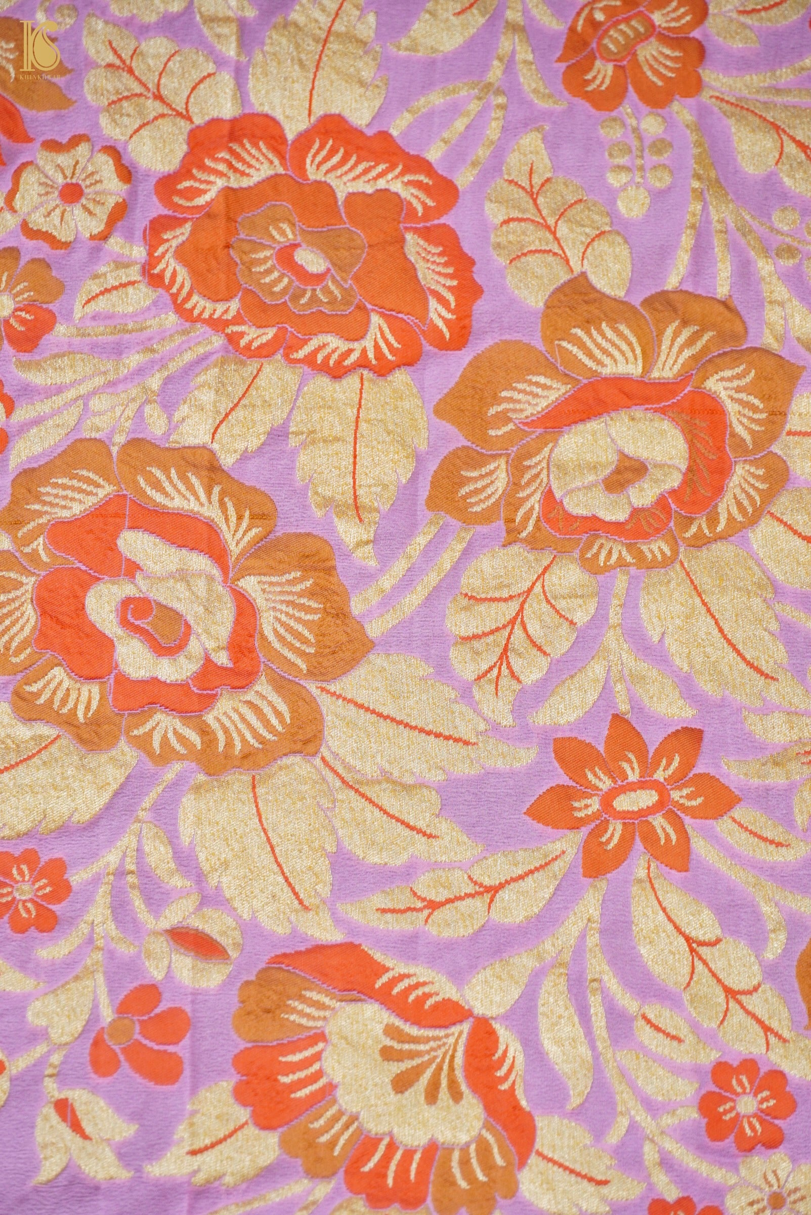 Handwoven Banarasi Georgette Dupatta with Floral Meenakari