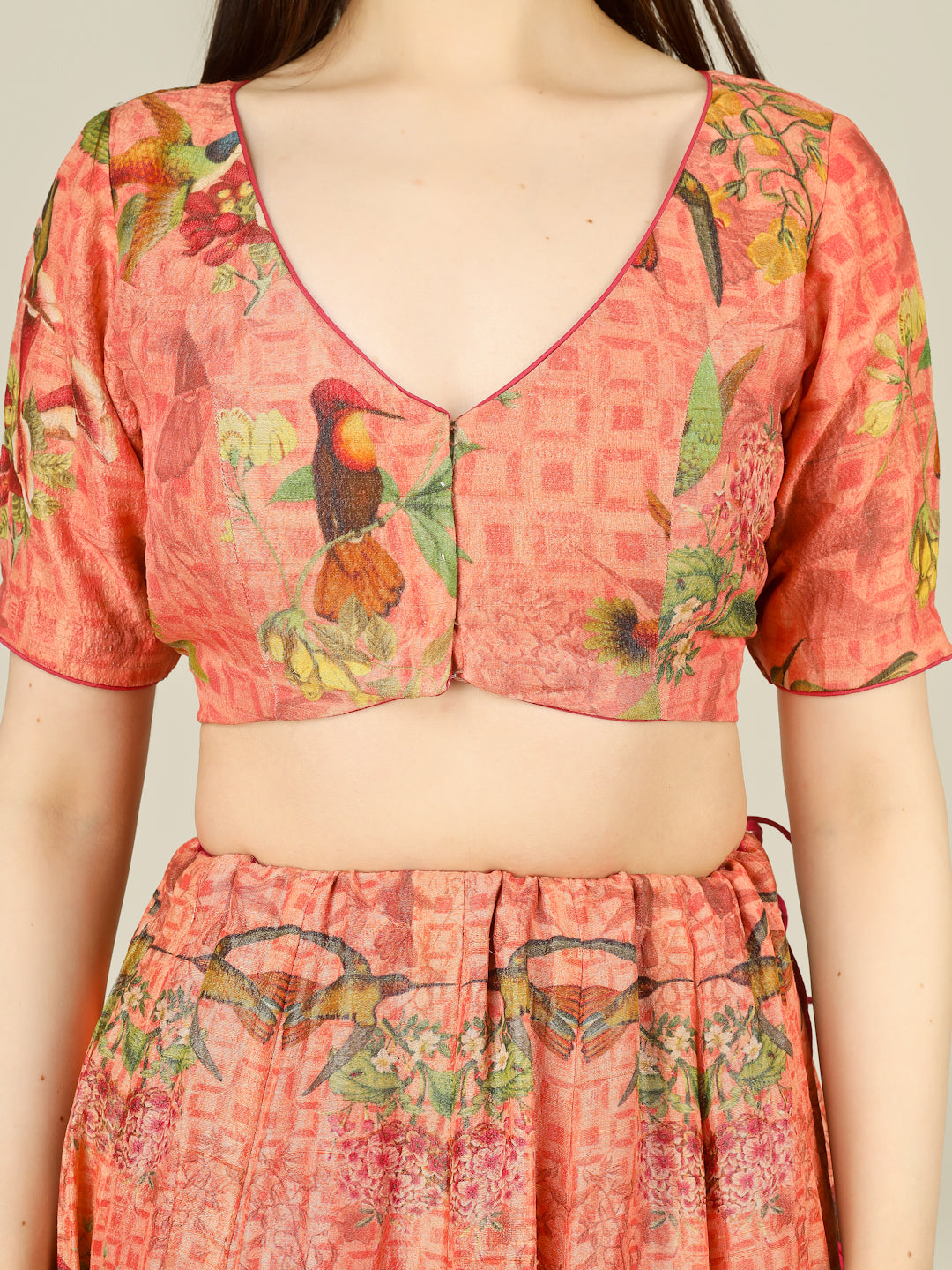 Tussar Silk Print Kalidar Stitched Lehenga Set - Khinkhwab