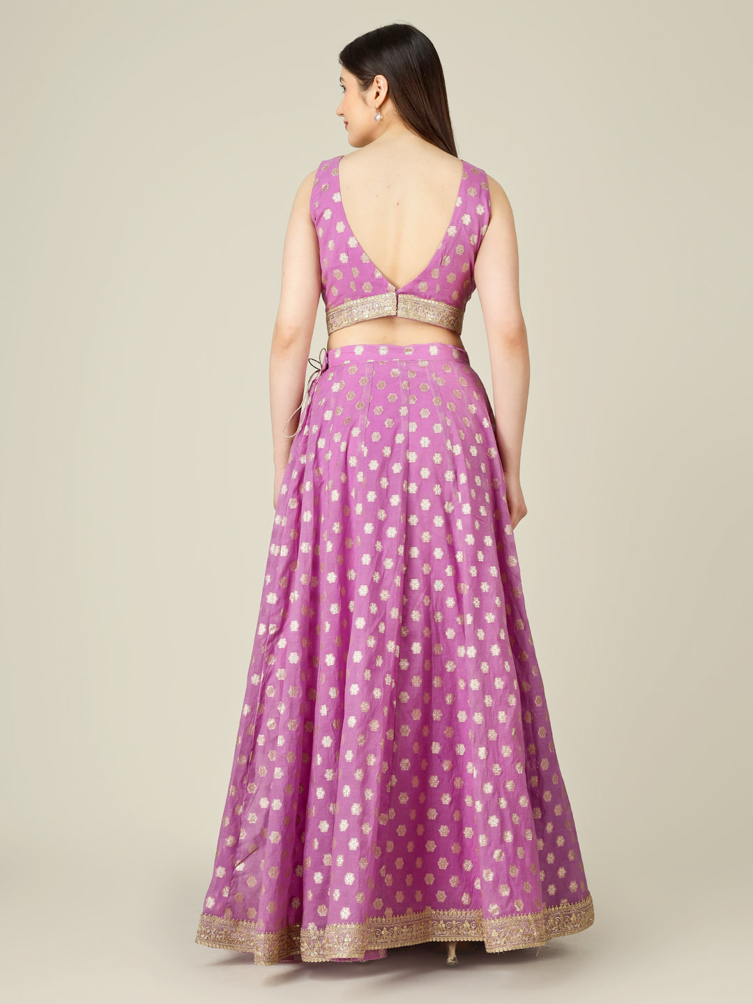 Banarasi Chanderi Kalidar Lehenga Stitched Set - Khinkhwab