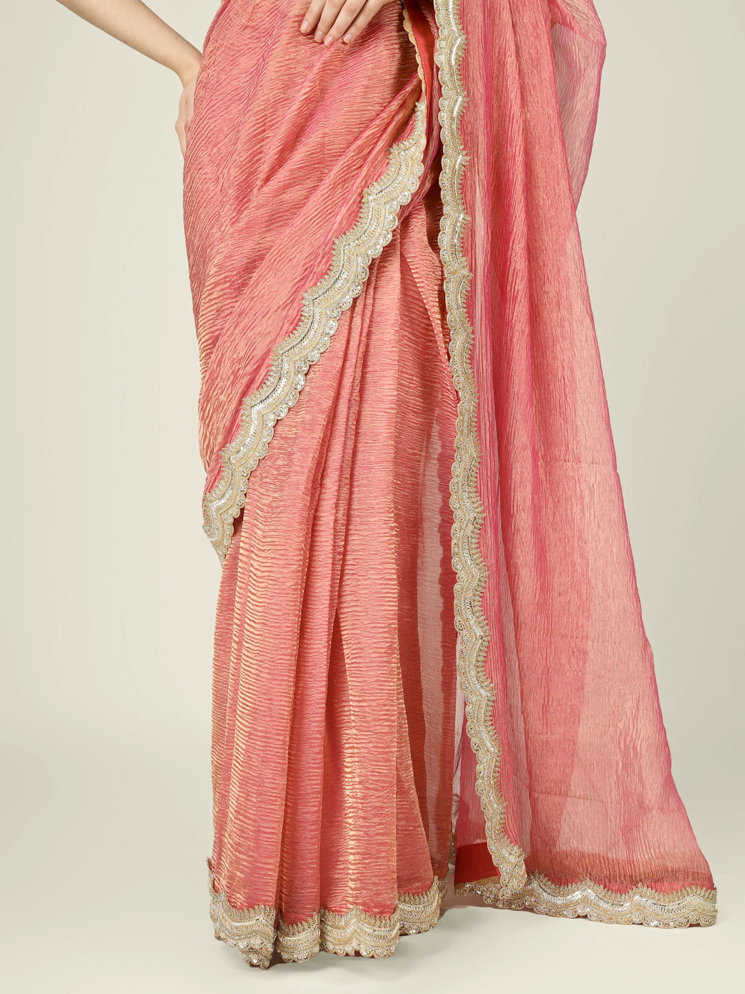 Banarasi Crush Tissue Silk Saree with Border - Khinkhwab