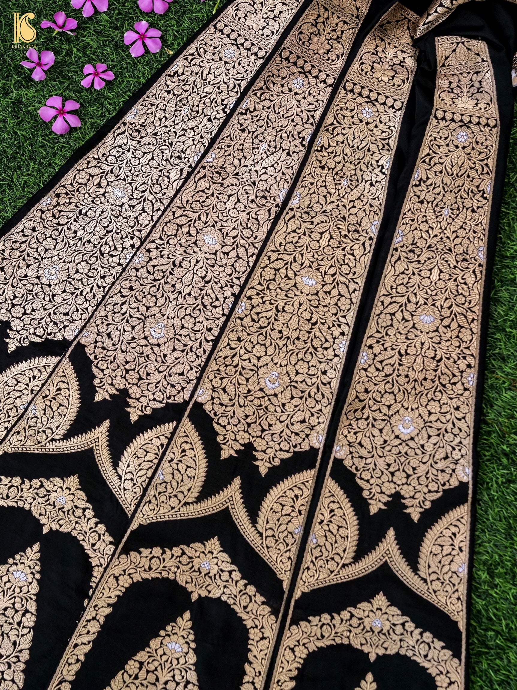 Handloom Banarasi Katan Silk Kalidar Naqshi Lehenga