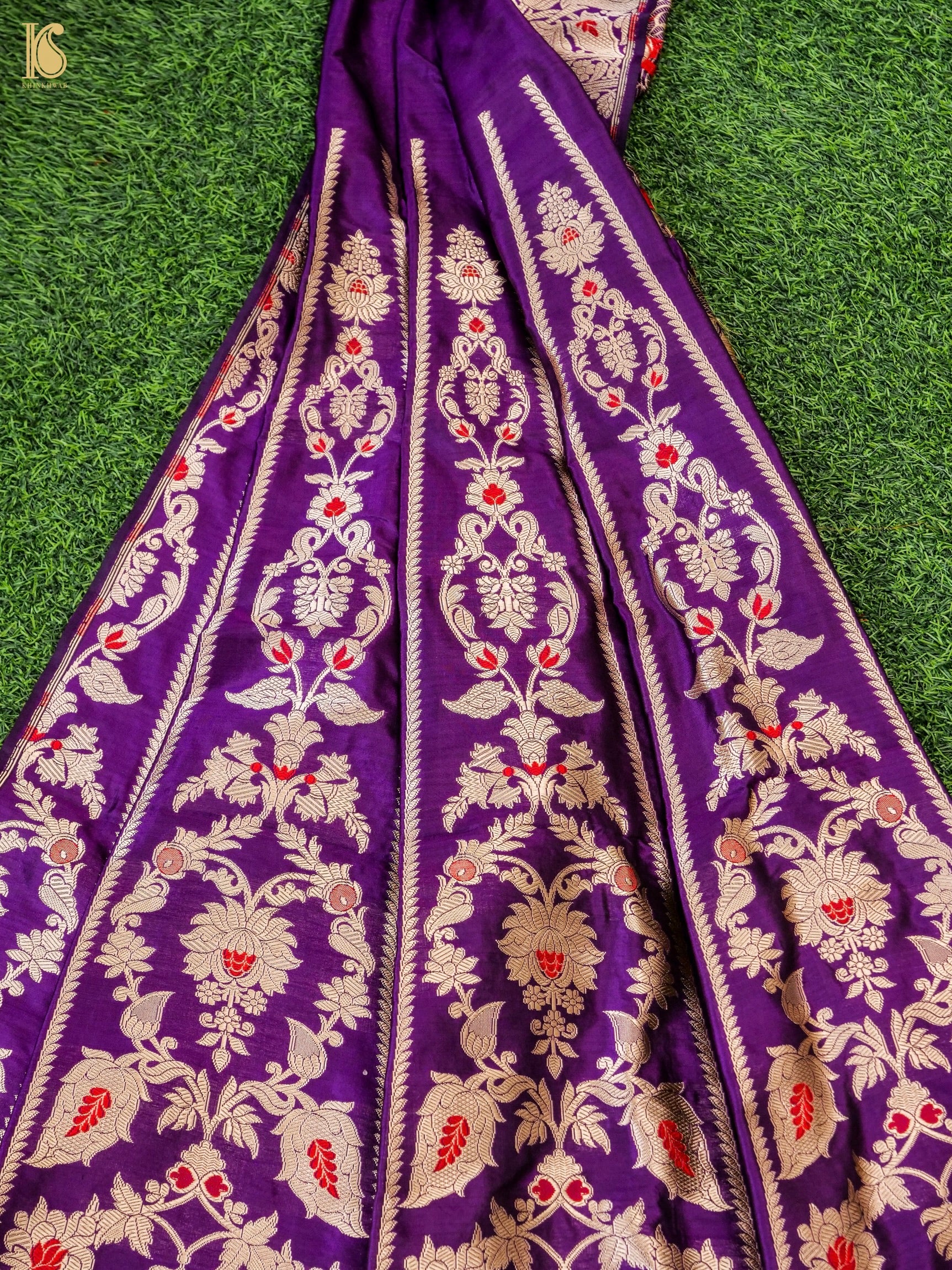 Handloom Banarasi Katan Silk Kalidar Pankhuri Lehenga
