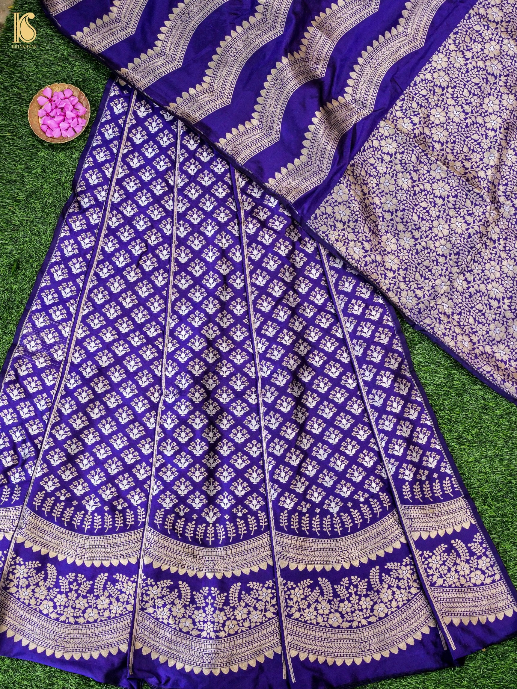 Handloom Banarasi Katan Silk Kalidar Ambrozia Lehenga