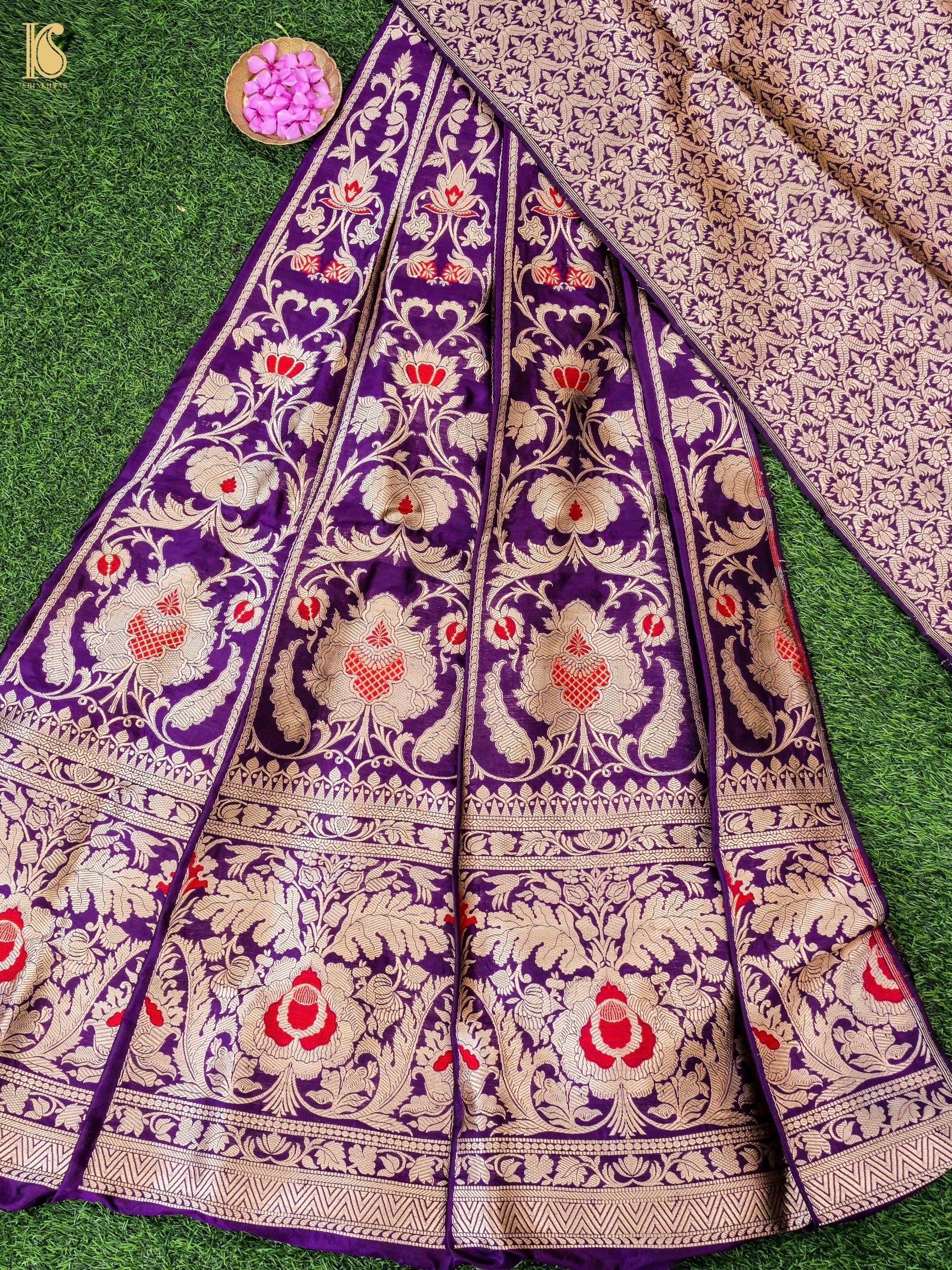 Handloom Banarasi Katan Silk Kalidar Manjari Lehenga