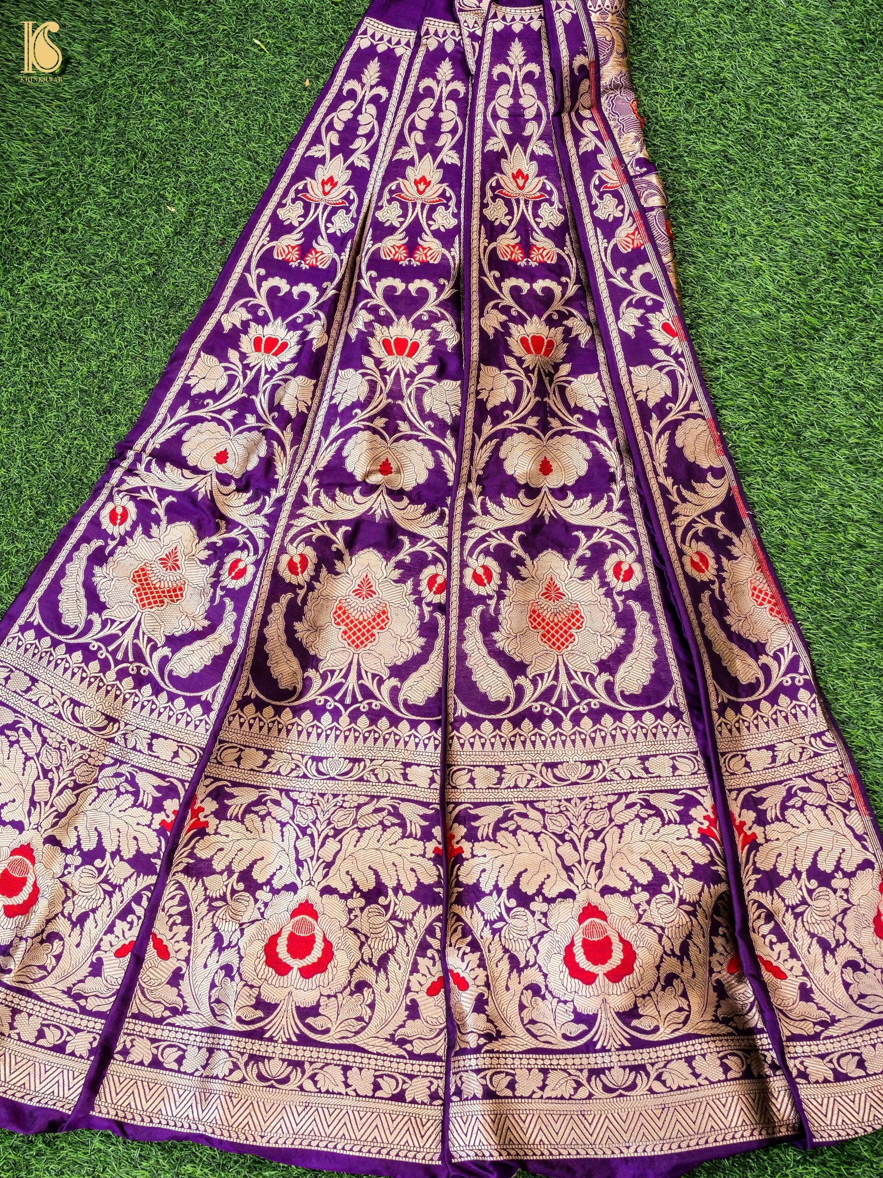 Handloom Banarasi Katan Silk Kalidar Manjari Lehenga