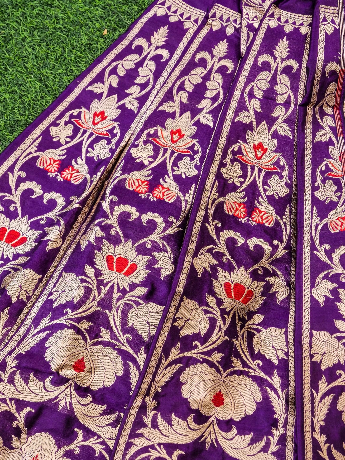 Handloom Banarasi Katan Silk Kalidar Manjari Lehenga