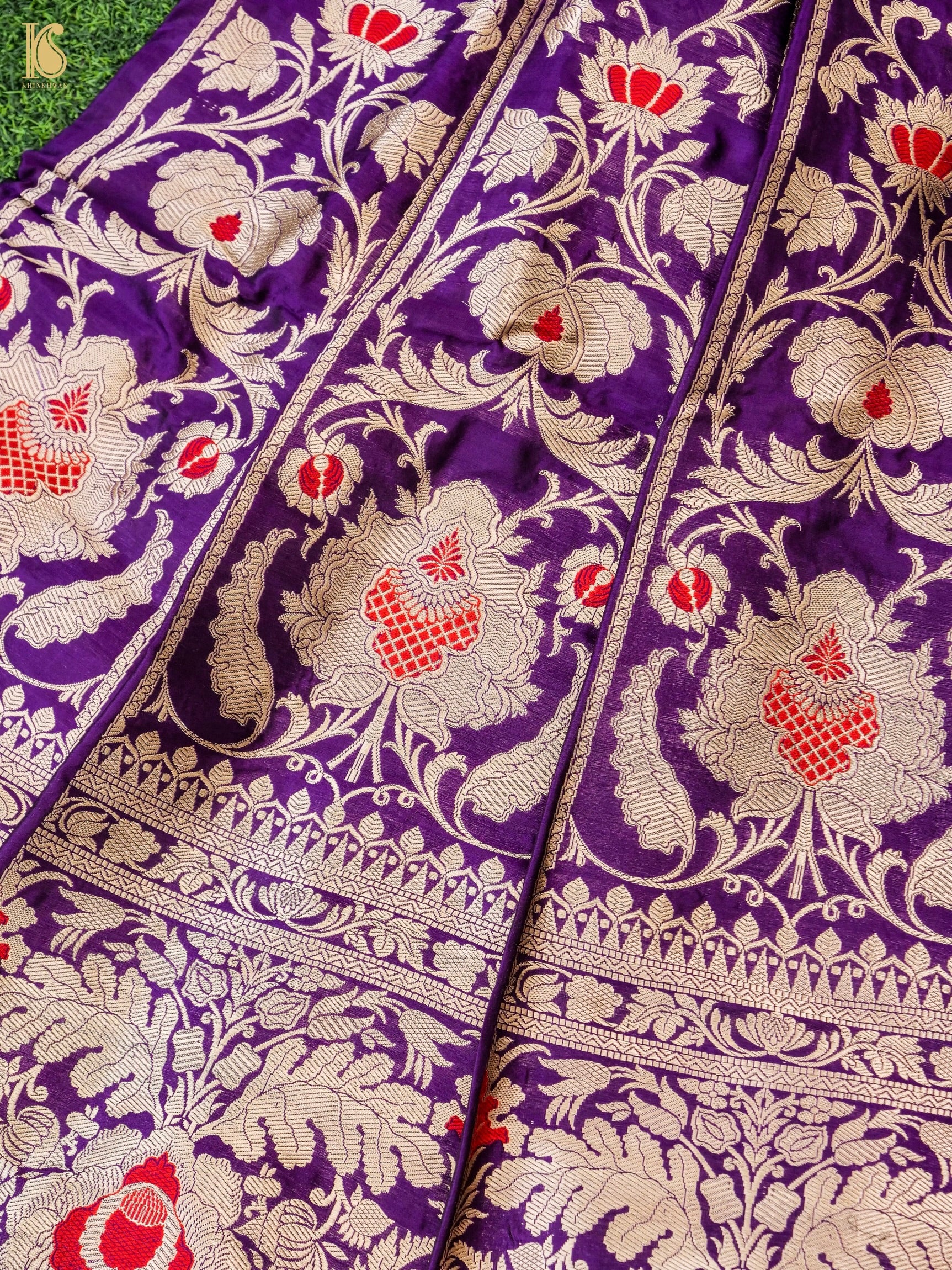 Handloom Banarasi Katan Silk Kalidar Manjari Lehenga