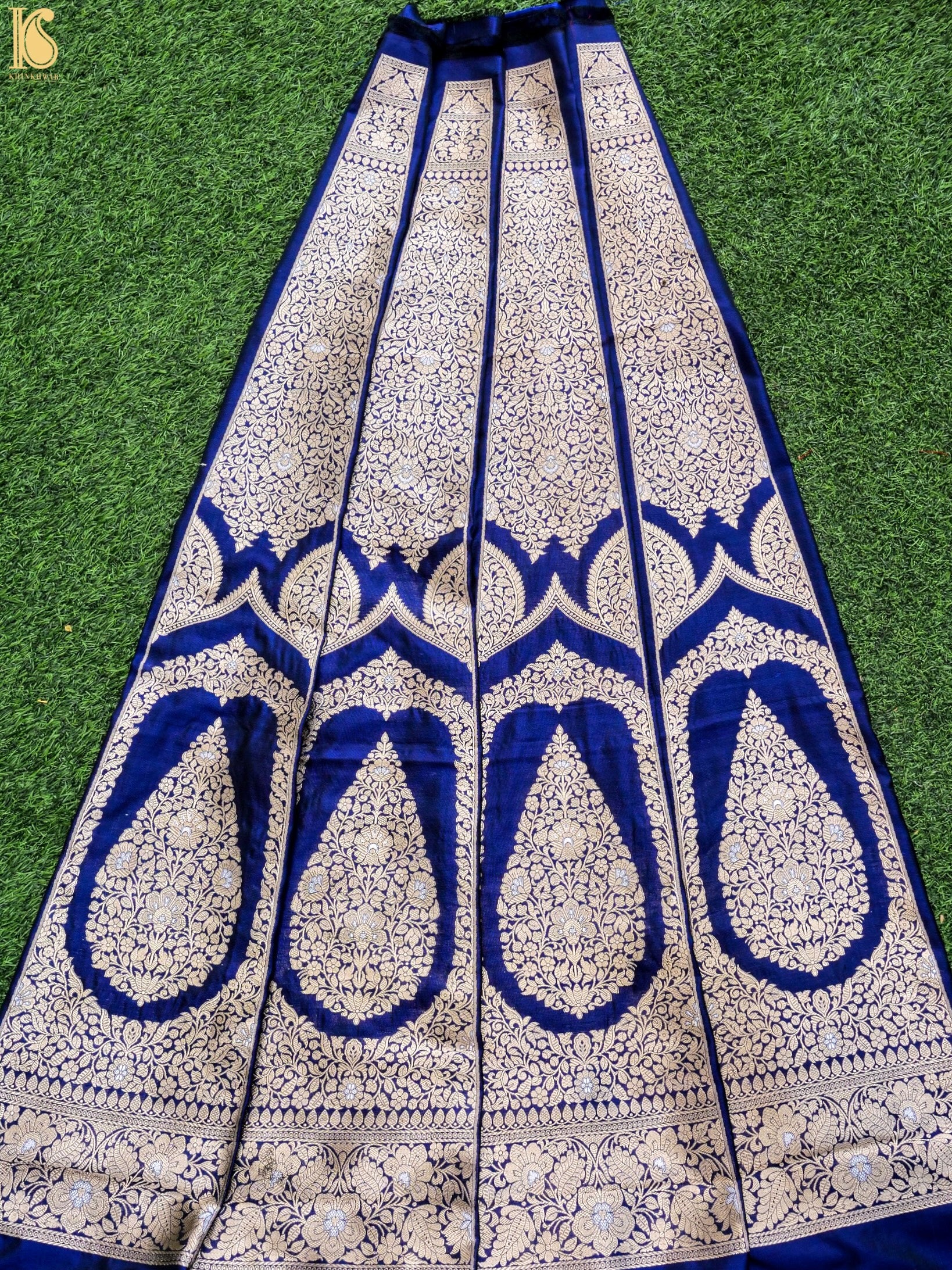Handloom Banarasi Katan Silk Kalidar Naqshi Lehenga
