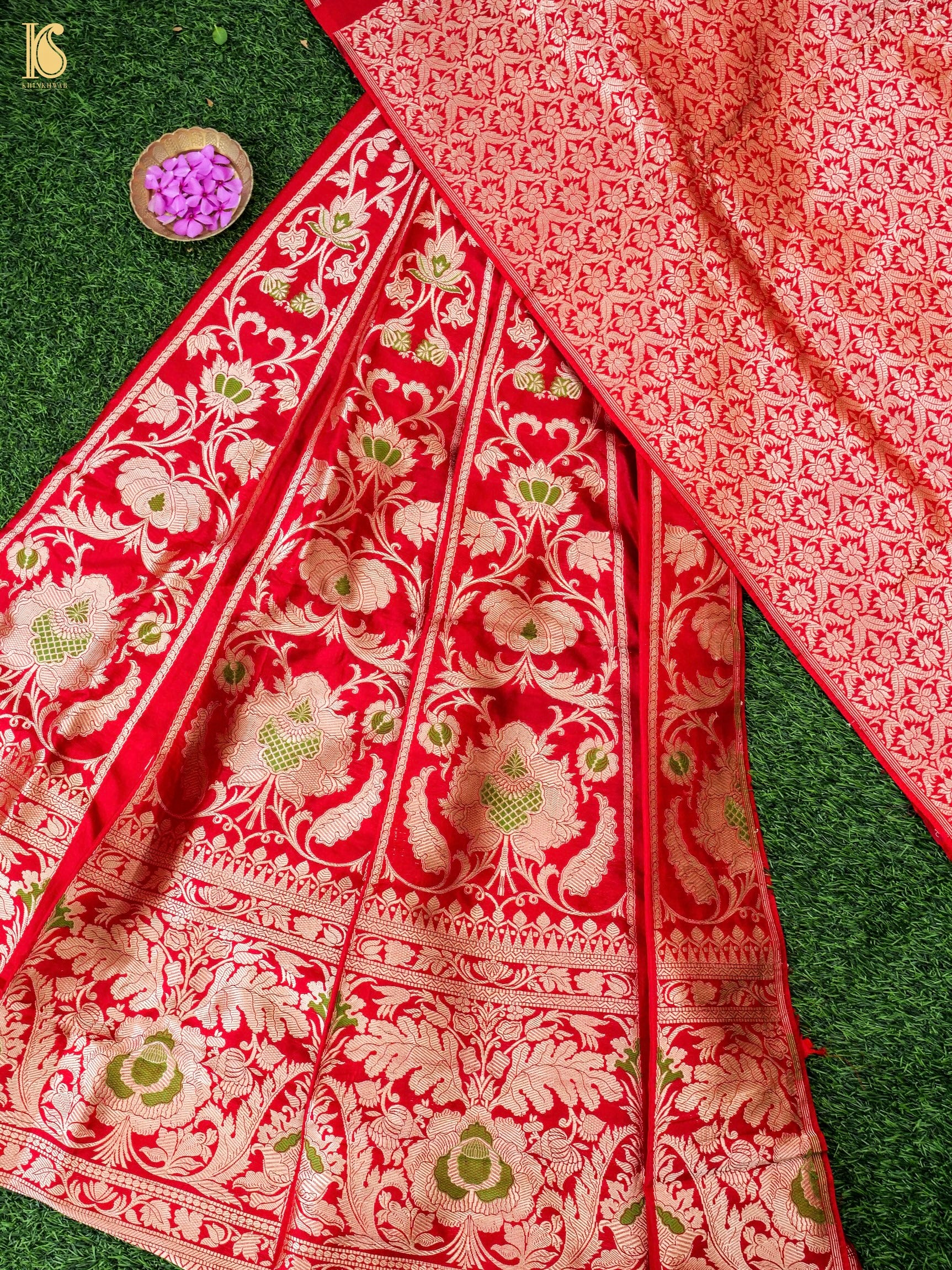 Handloom Banarasi Katan Silk Kalidar Manjari Lehenga