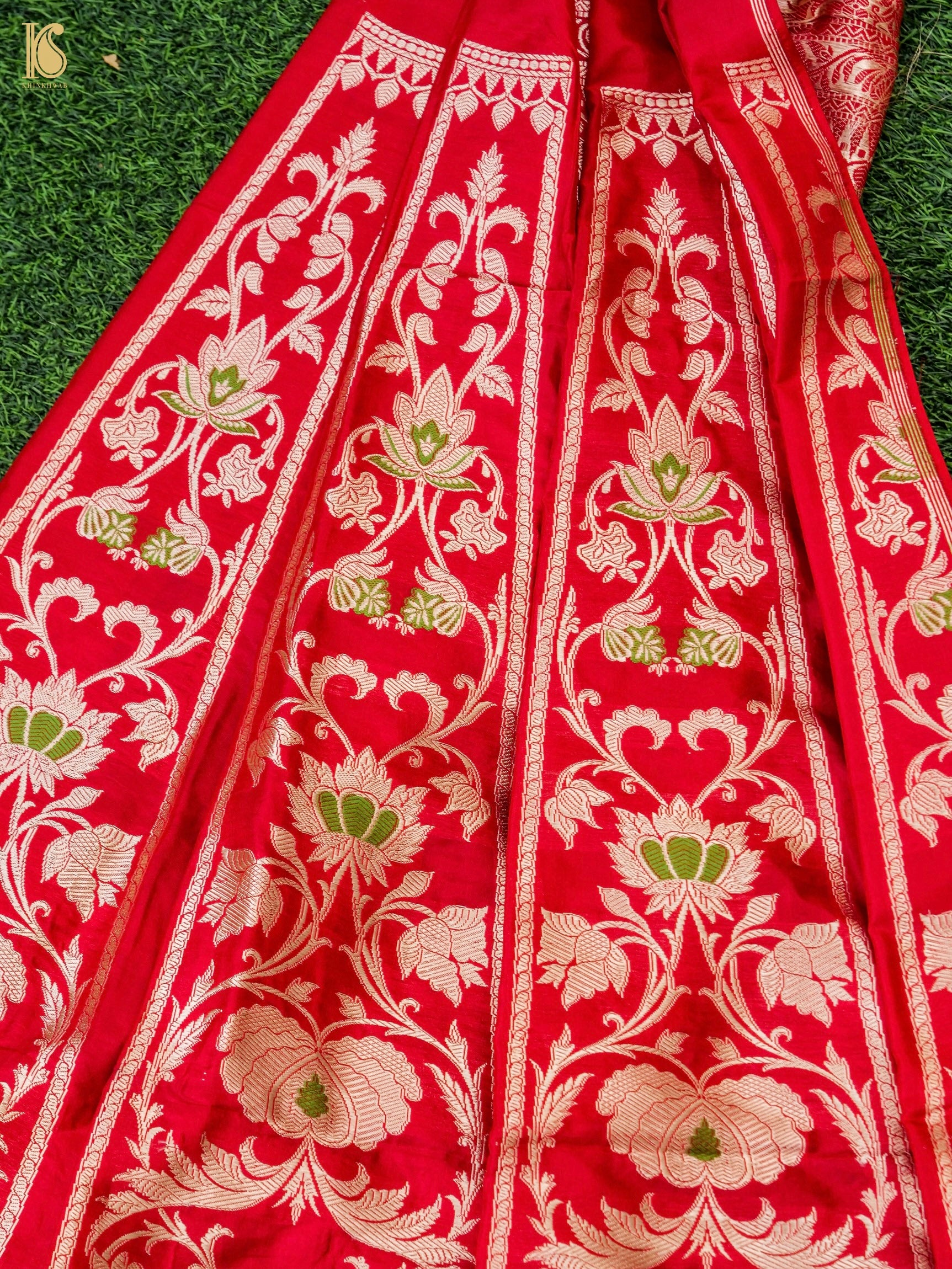 Handloom Banarasi Katan Silk Kalidar Manjari Lehenga