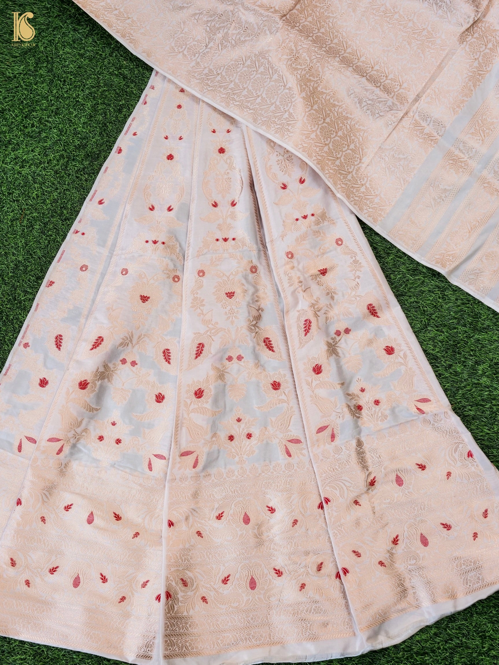 Handloom Banarasi Katan Silk Kalidar Pankhuri Lehenga