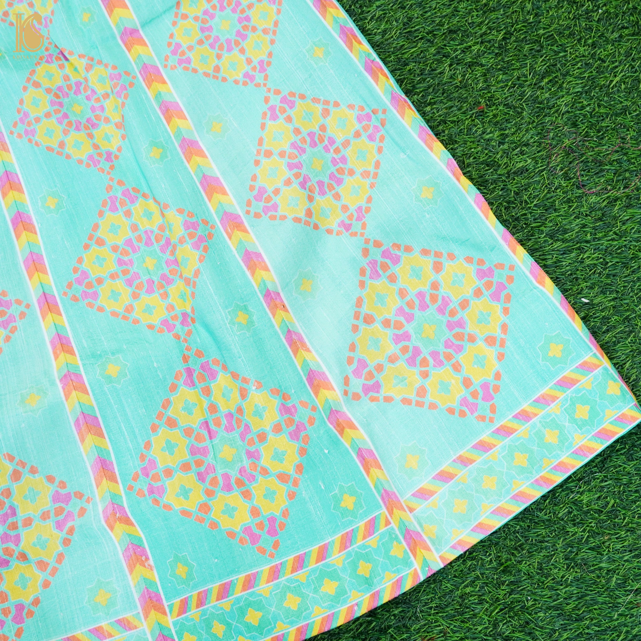 Raw Silk Print Kalidar Stitched Skirt Nilufer Lehenga