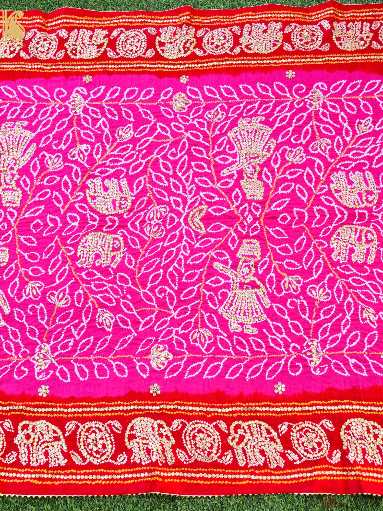 Gajji Silk Bandhani Gotta Patti Work Dupatta