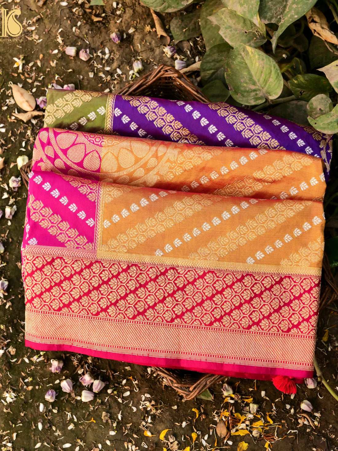 Handloom Banarasi Chauki Rangkat Red Silk Saree - Khinkhwab