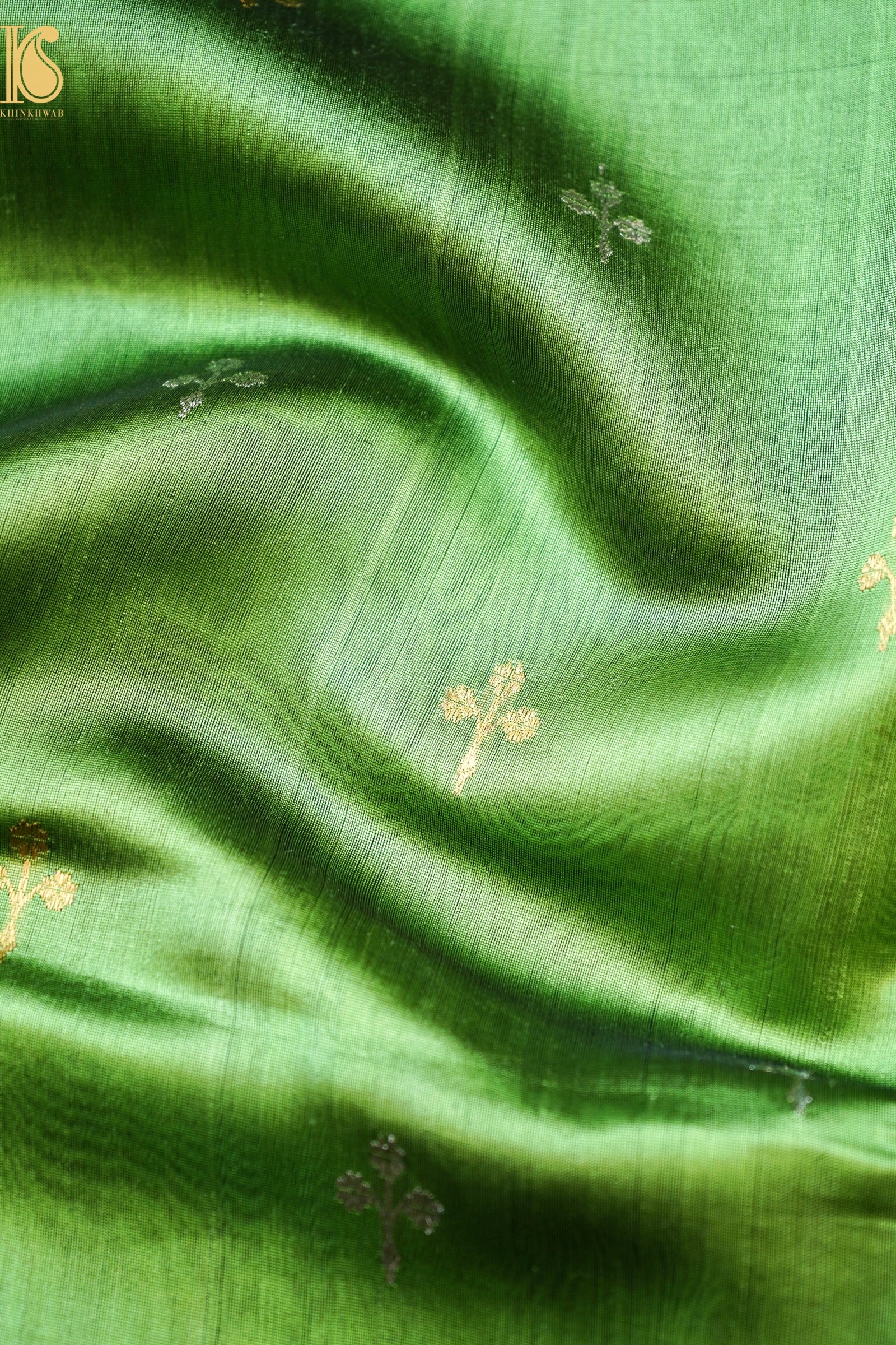 Handwoven Chanderi Eknaliya Boota Green Saree