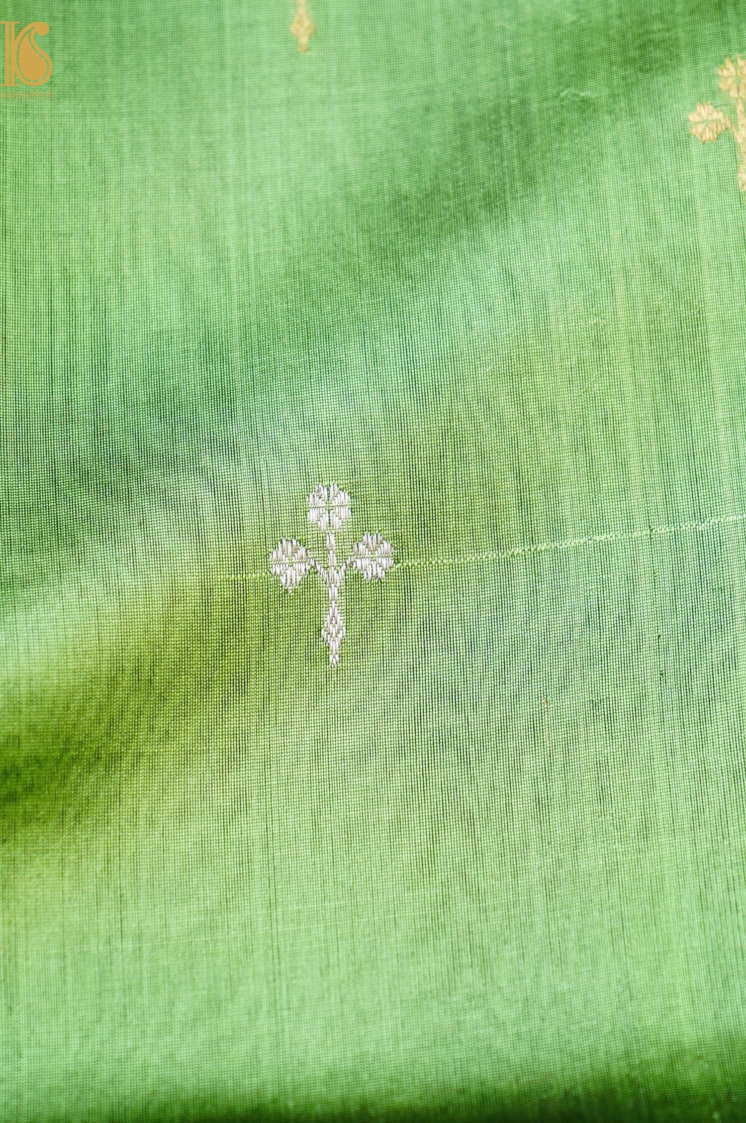 Handwoven Chanderi Eknaliya Boota Green Saree