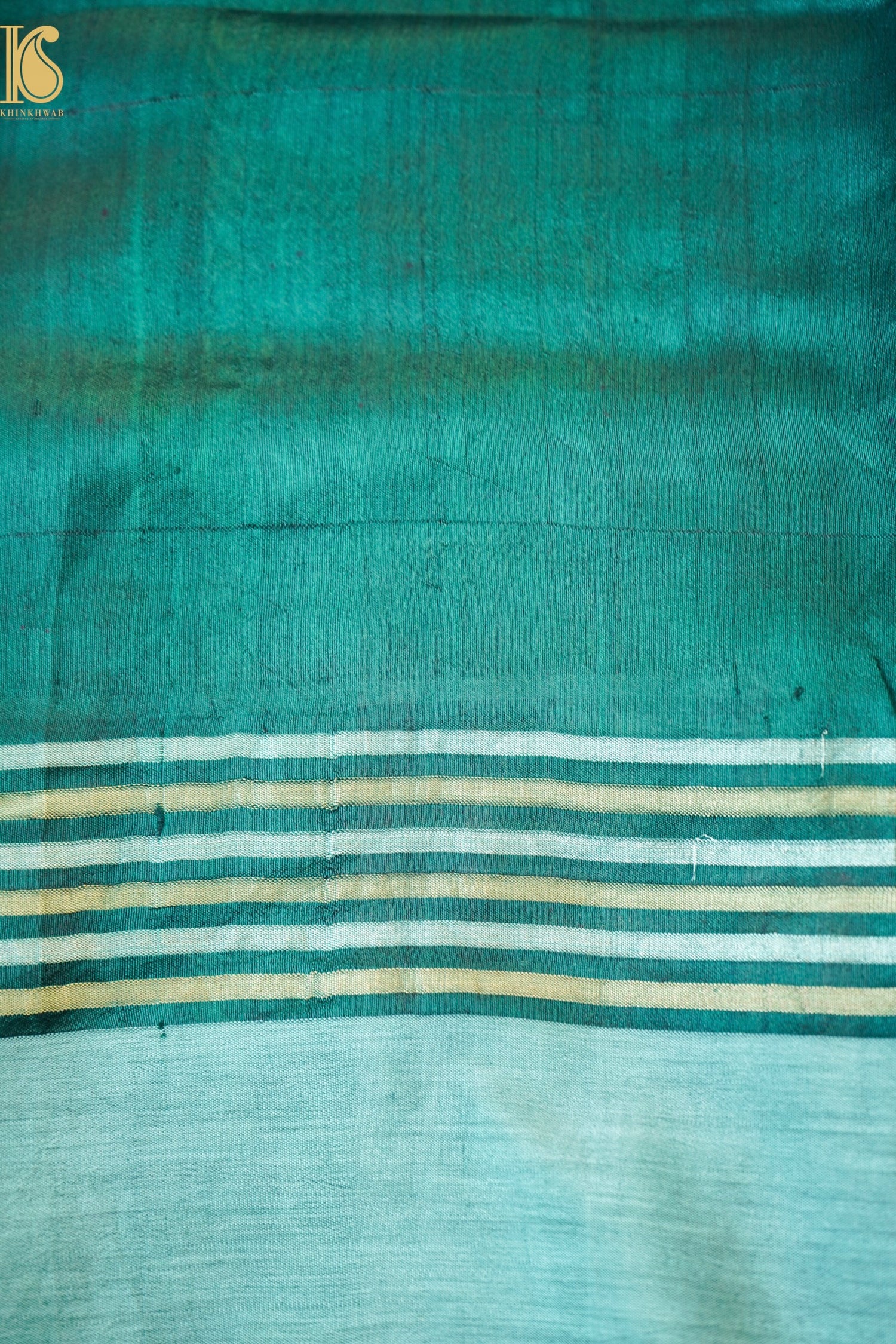 Handwoven Chanderi Silk Green Check Saree