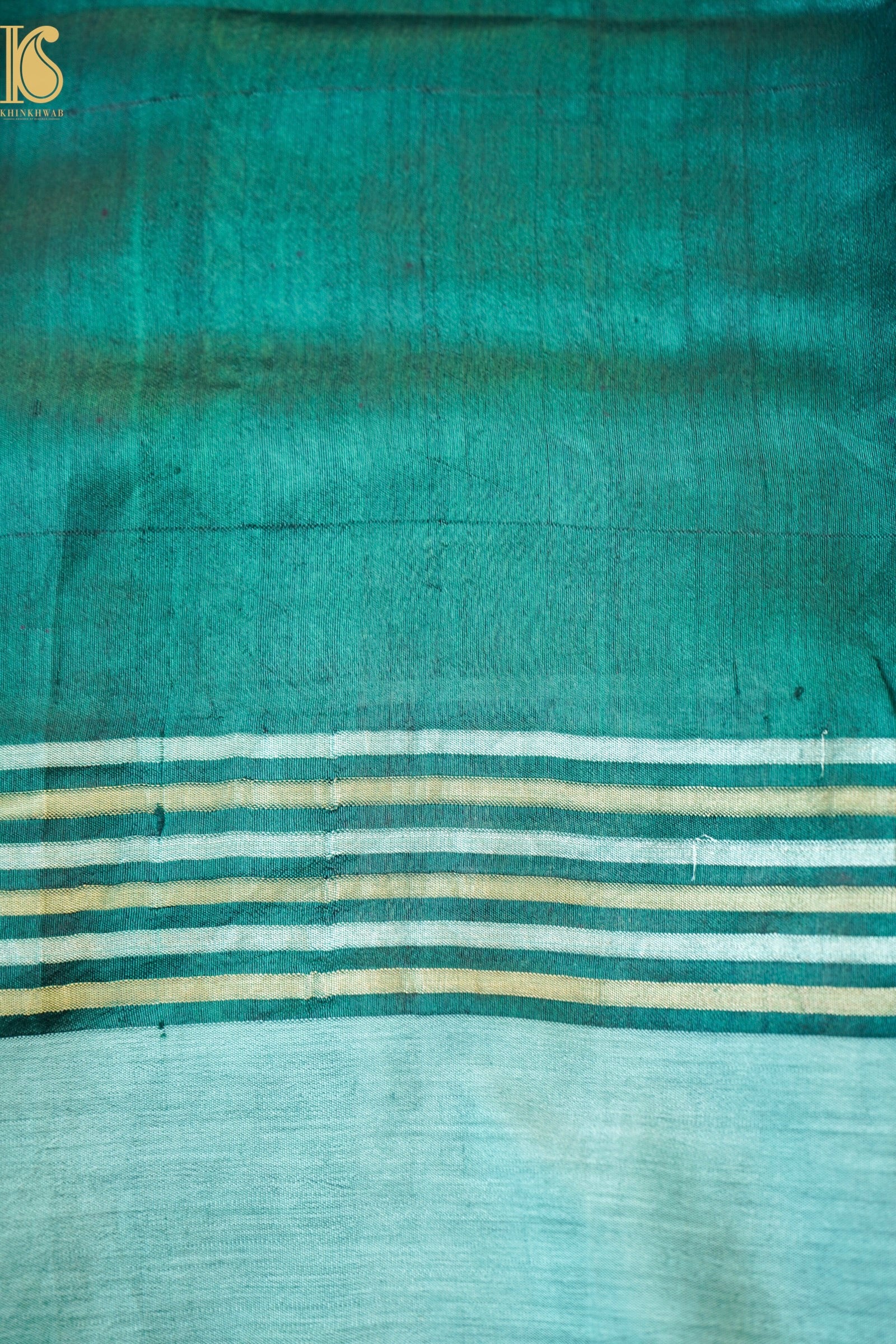 Handwoven Chanderi Silk Green Check Saree