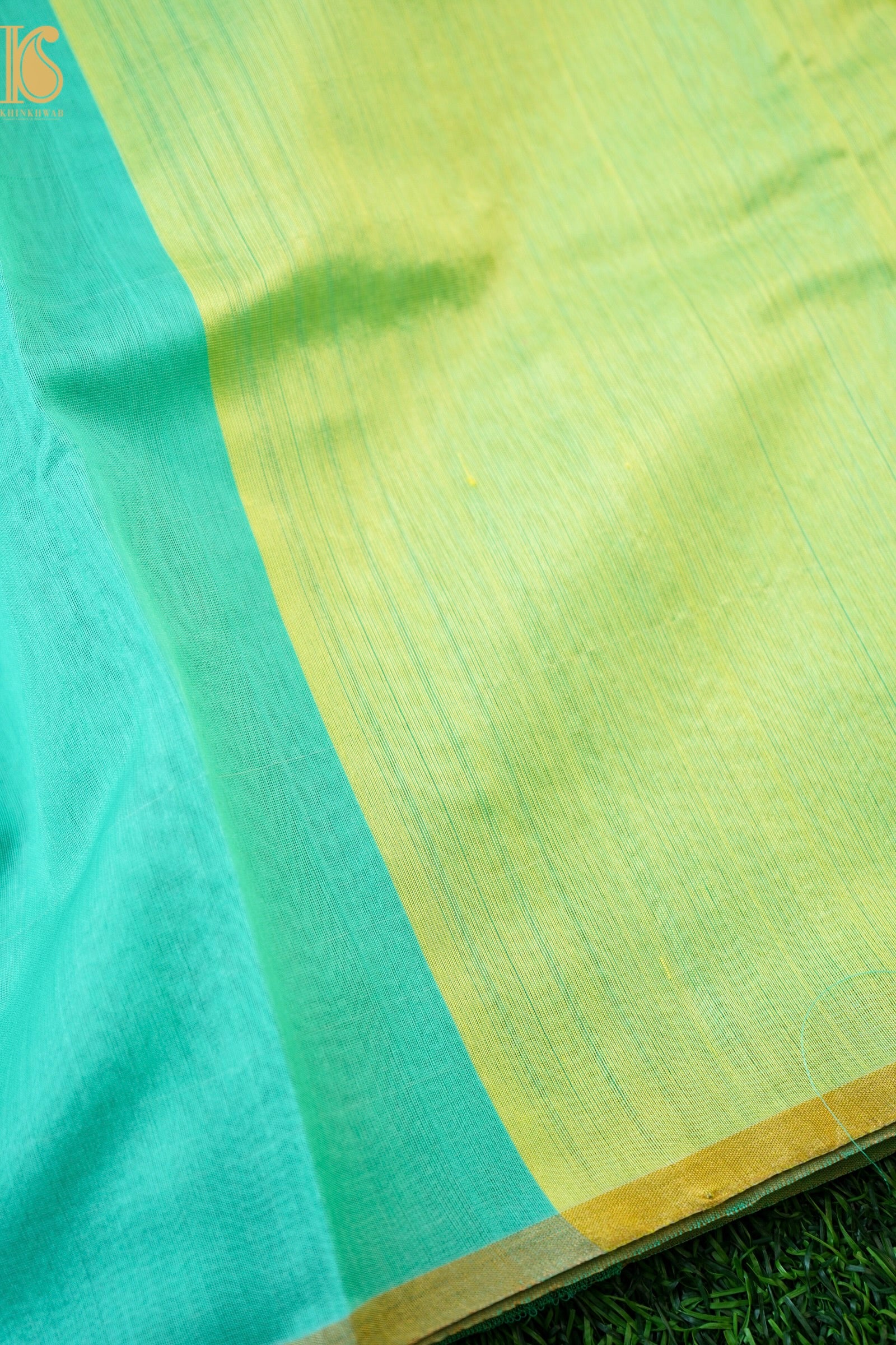 Handwoven Chanderi Cotton Silk Green and Gold Saree