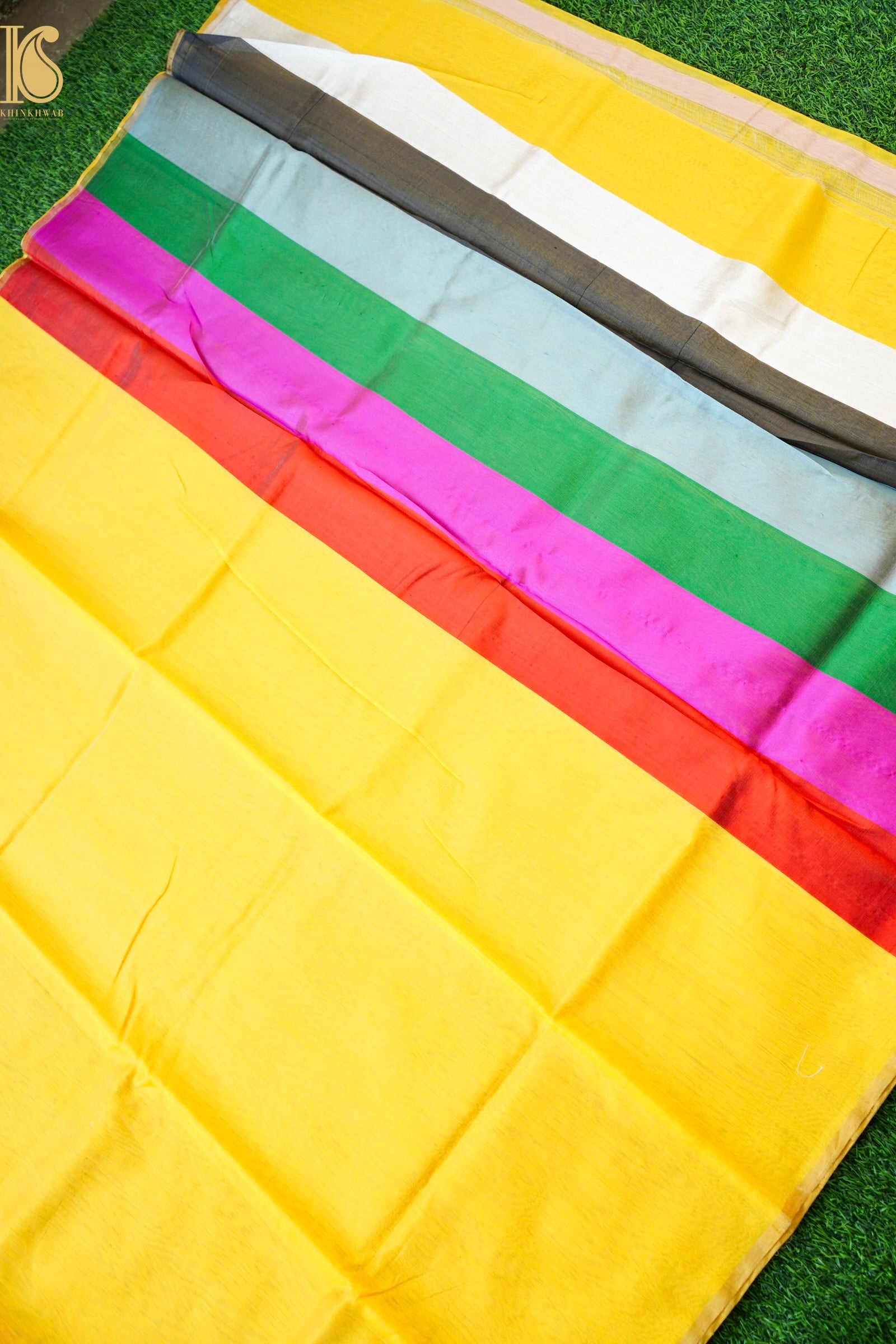 Handwoven Chanderi Cotton Silk Yellow Saree