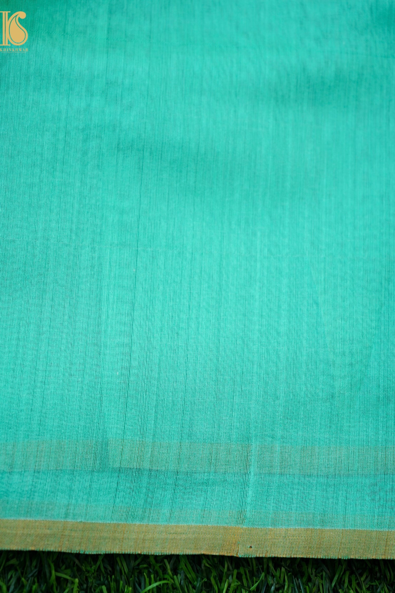 Handwoven Chanderi Cotton Silk Green and Gold Saree
