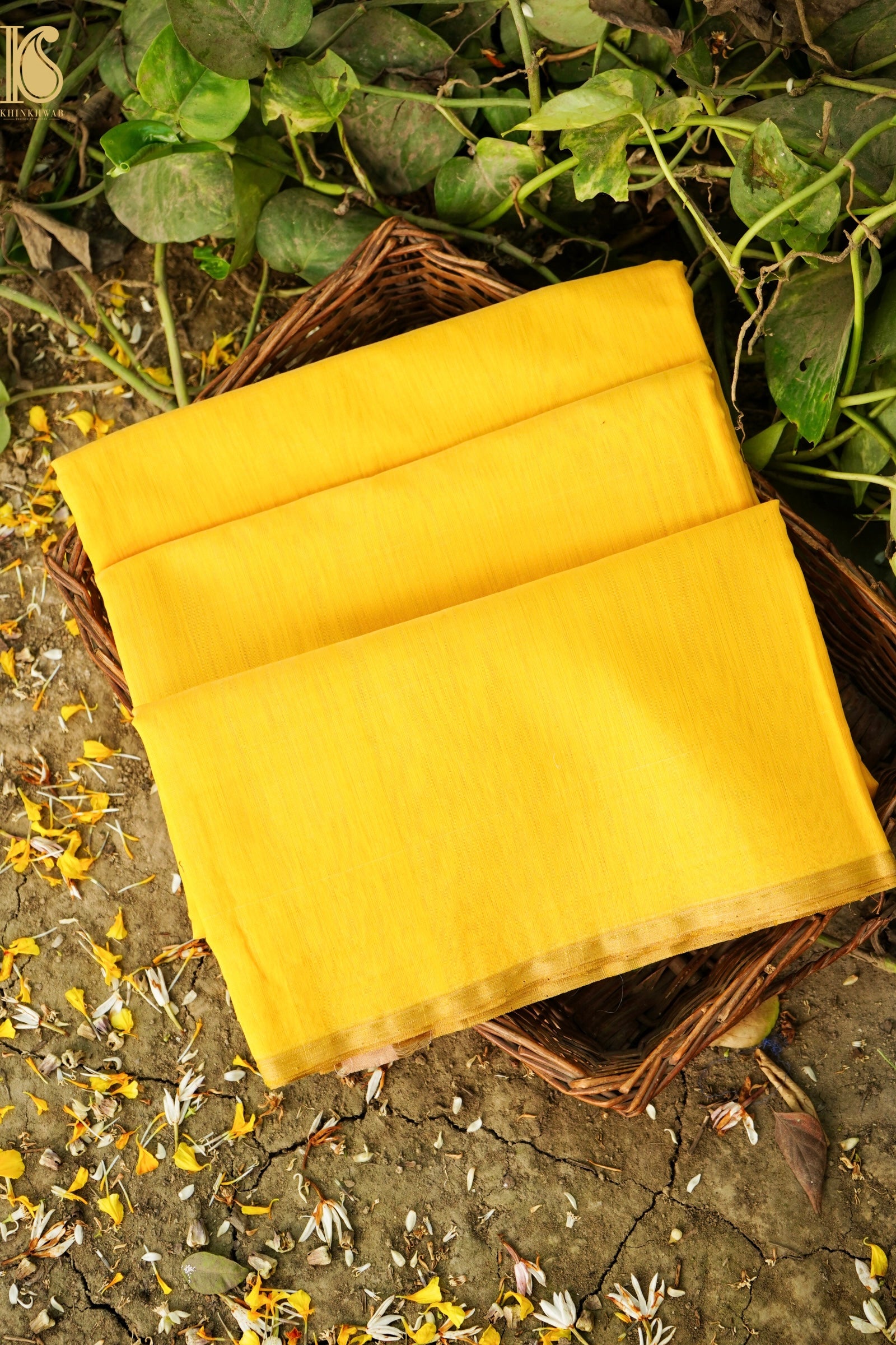 Handwoven Chanderi Cotton Silk Yellow Saree