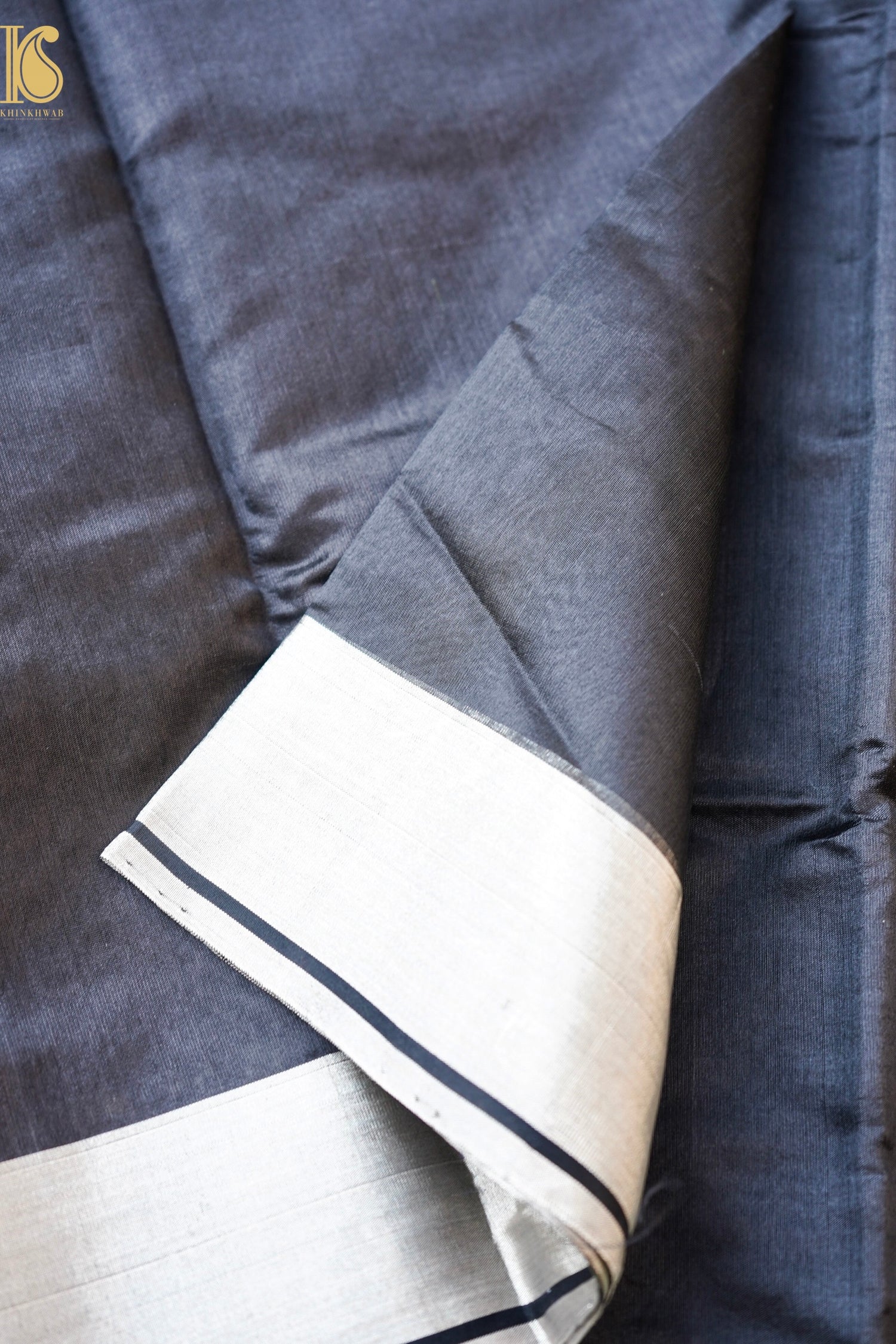 Handwoven Chanderi Cotton Silk Black & Silver Saree