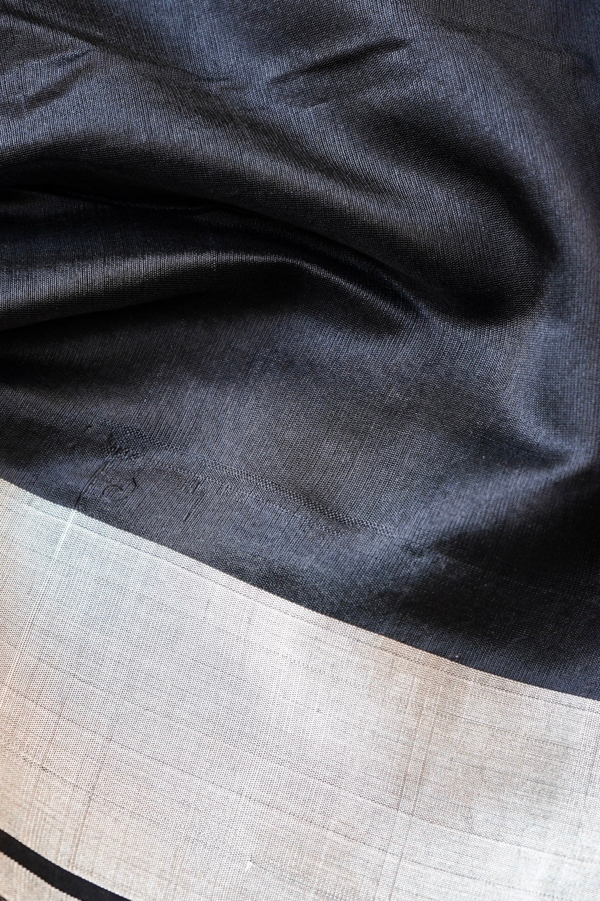Handwoven Chanderi Cotton Silk Black & Silver Saree