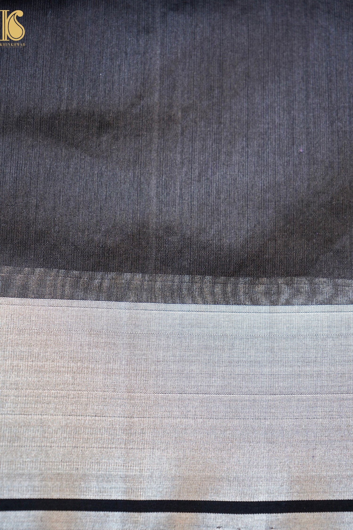 Handwoven Chanderi Cotton Silk Black & Silver Saree