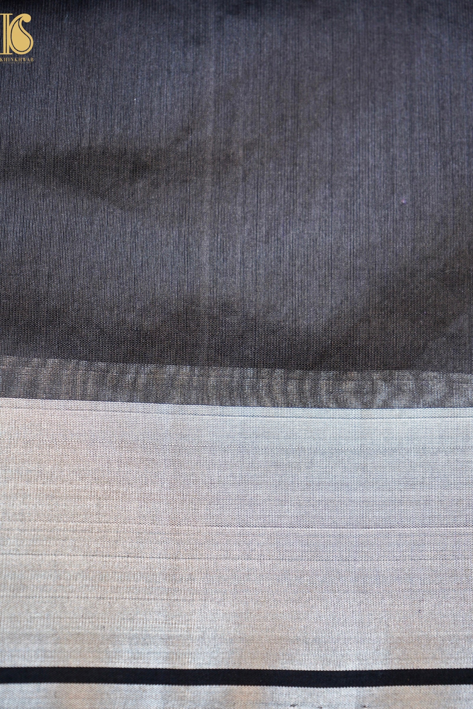 Handwoven Chanderi Cotton Silk Black & Silver Saree