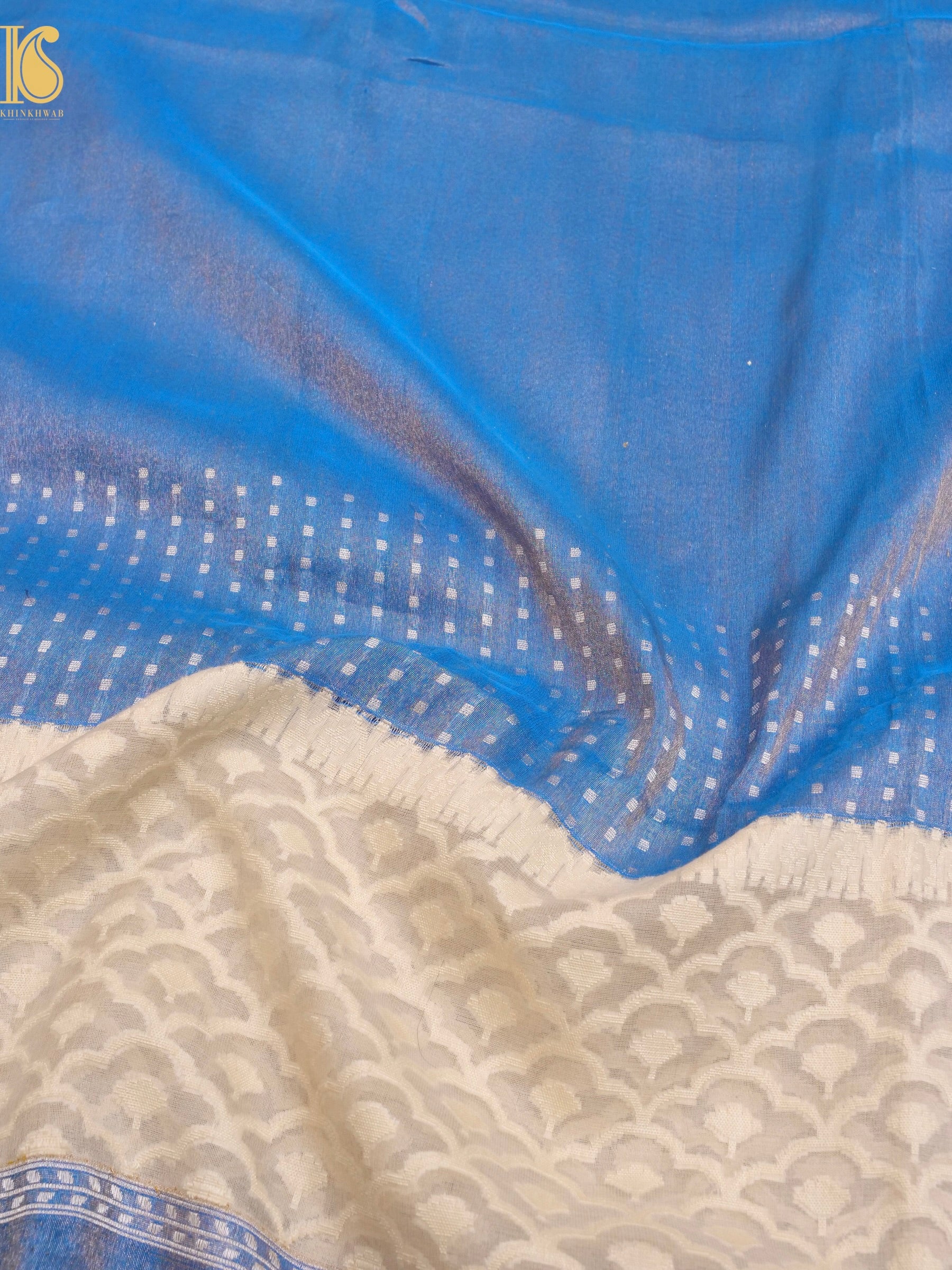 Pure Banarasi Kora by Tissue Saree with Kadhiyal Border