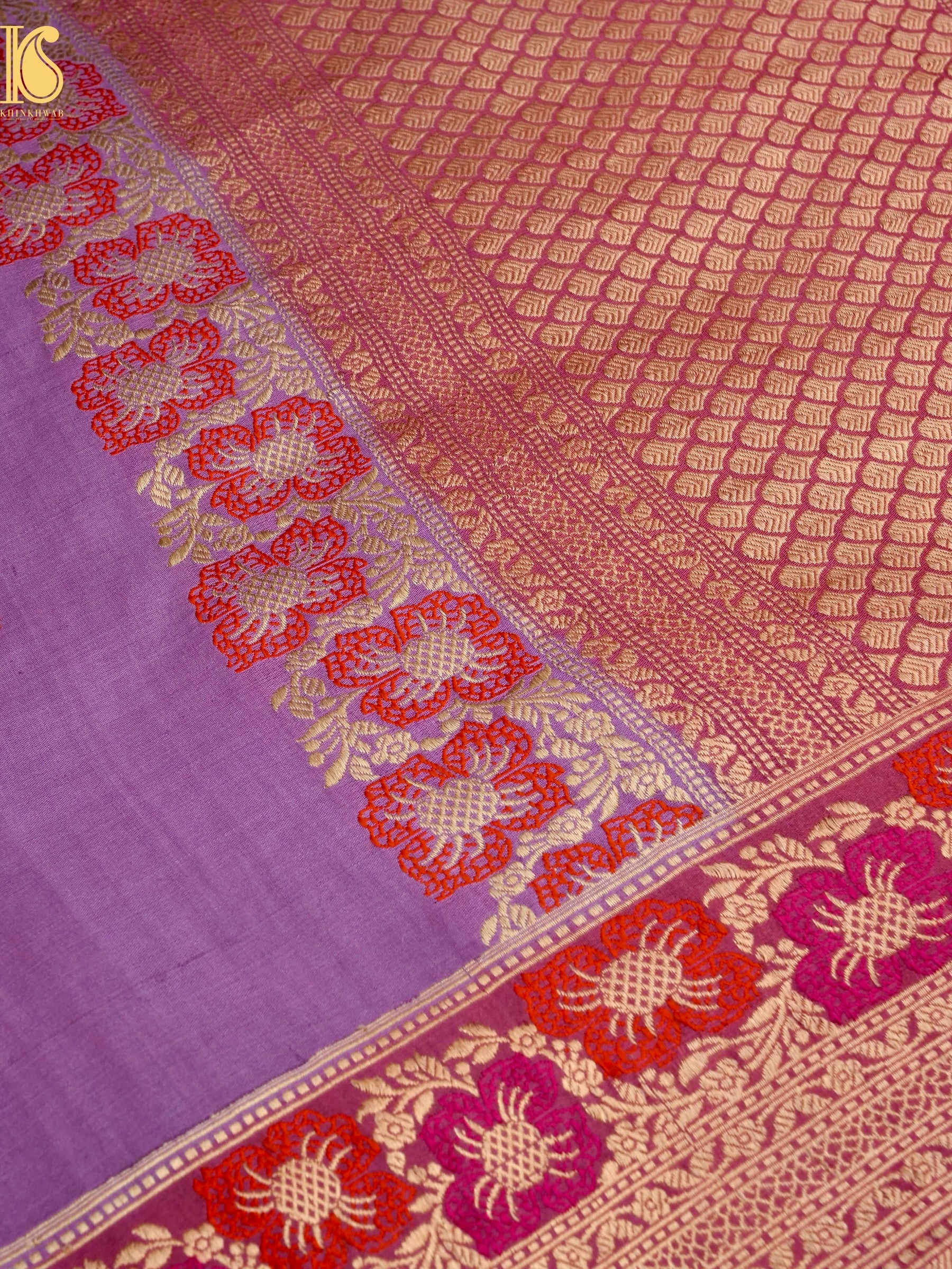 Handloom Banarasi Gajji Silk Alfi Booti Saree