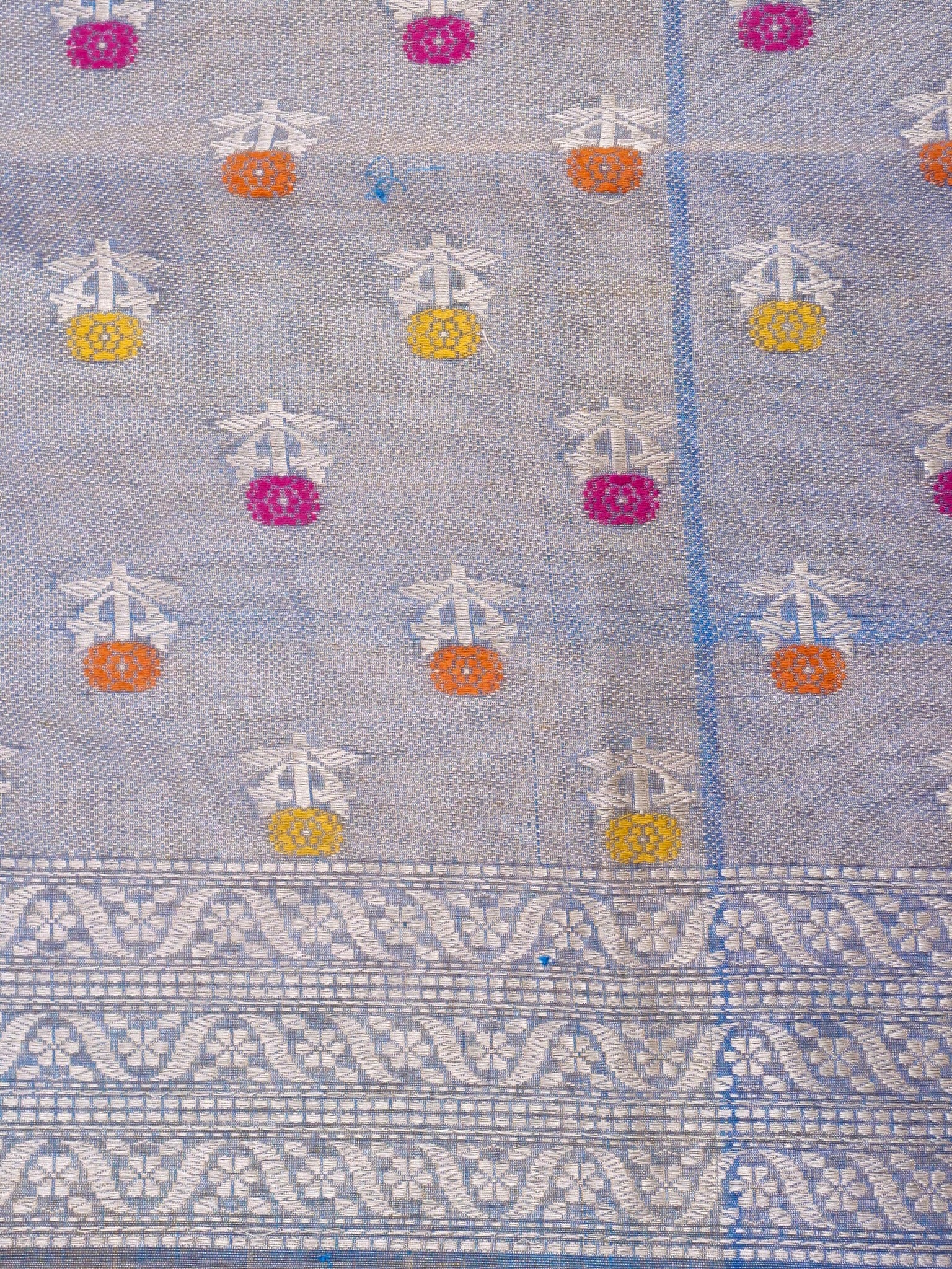 Pure Banarasi Kora by Tissue Saree with Kadhiyal Border