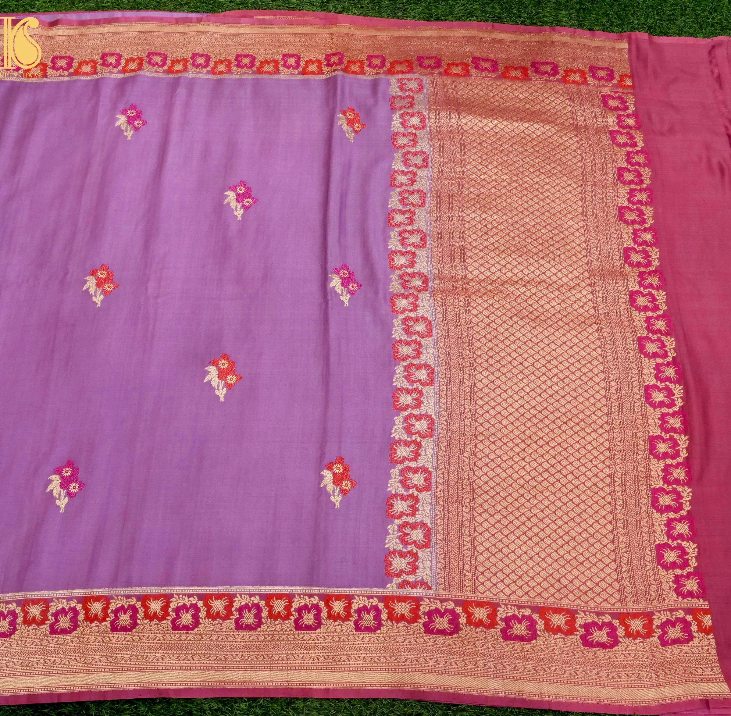 Handloom Banarasi Gajji Silk Alfi Booti Saree