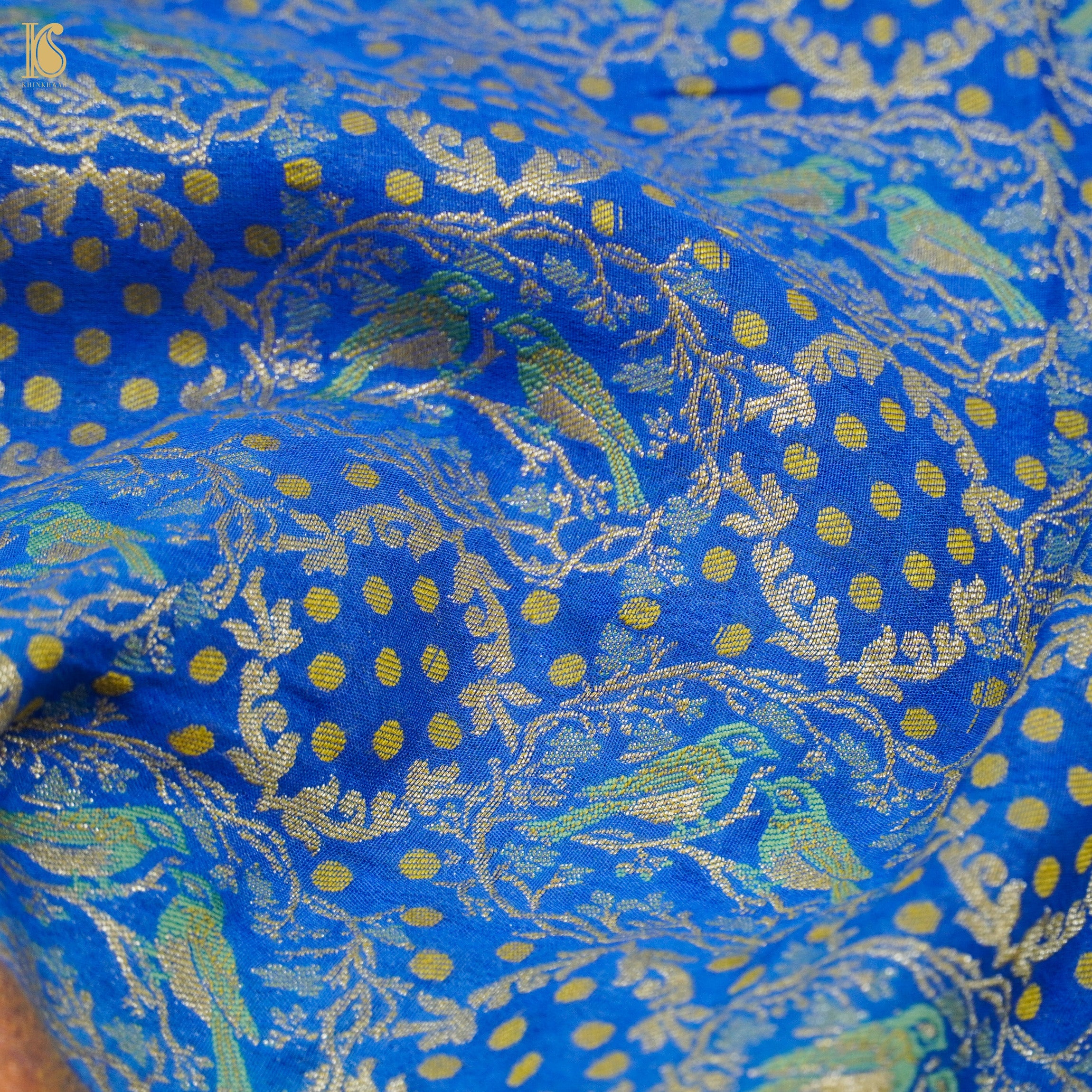 Havelock Blue Pure Georgette Banarasi Birds Saree - Khinkhwab