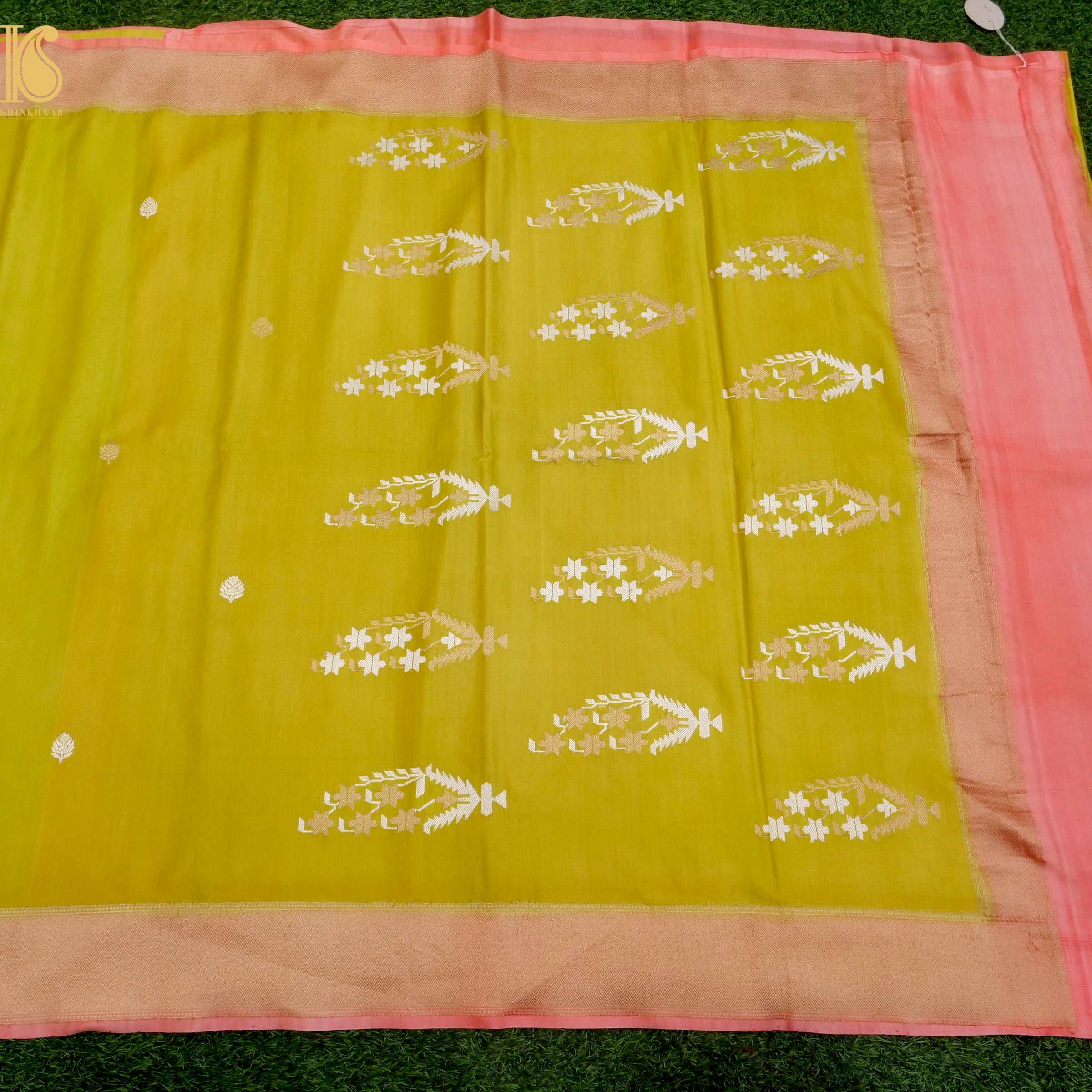 Handloom Banarasi Gajji Silk Meenakari Booti Saree