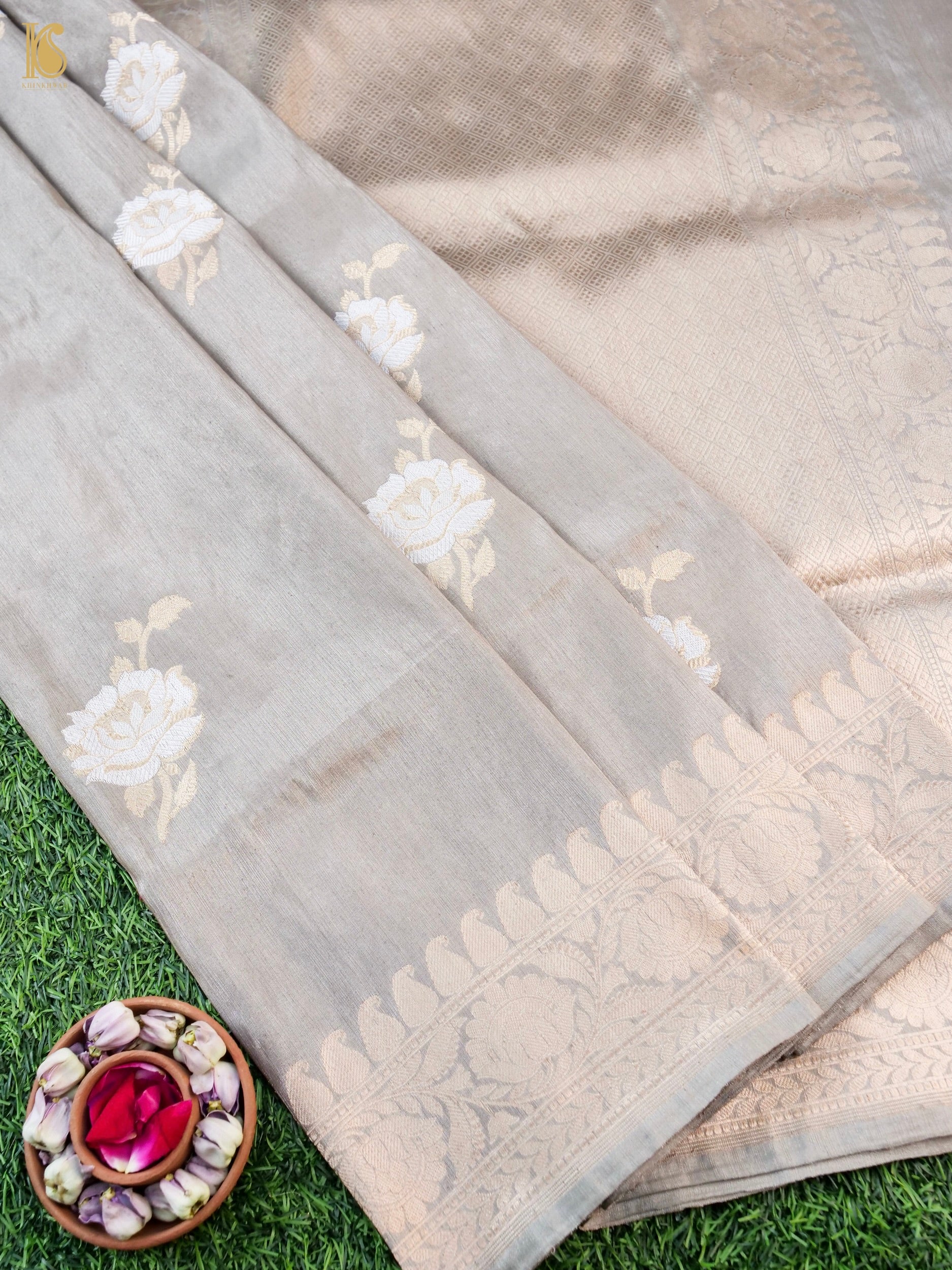 Handloom Banarasi Pure Tissue Rose Saree