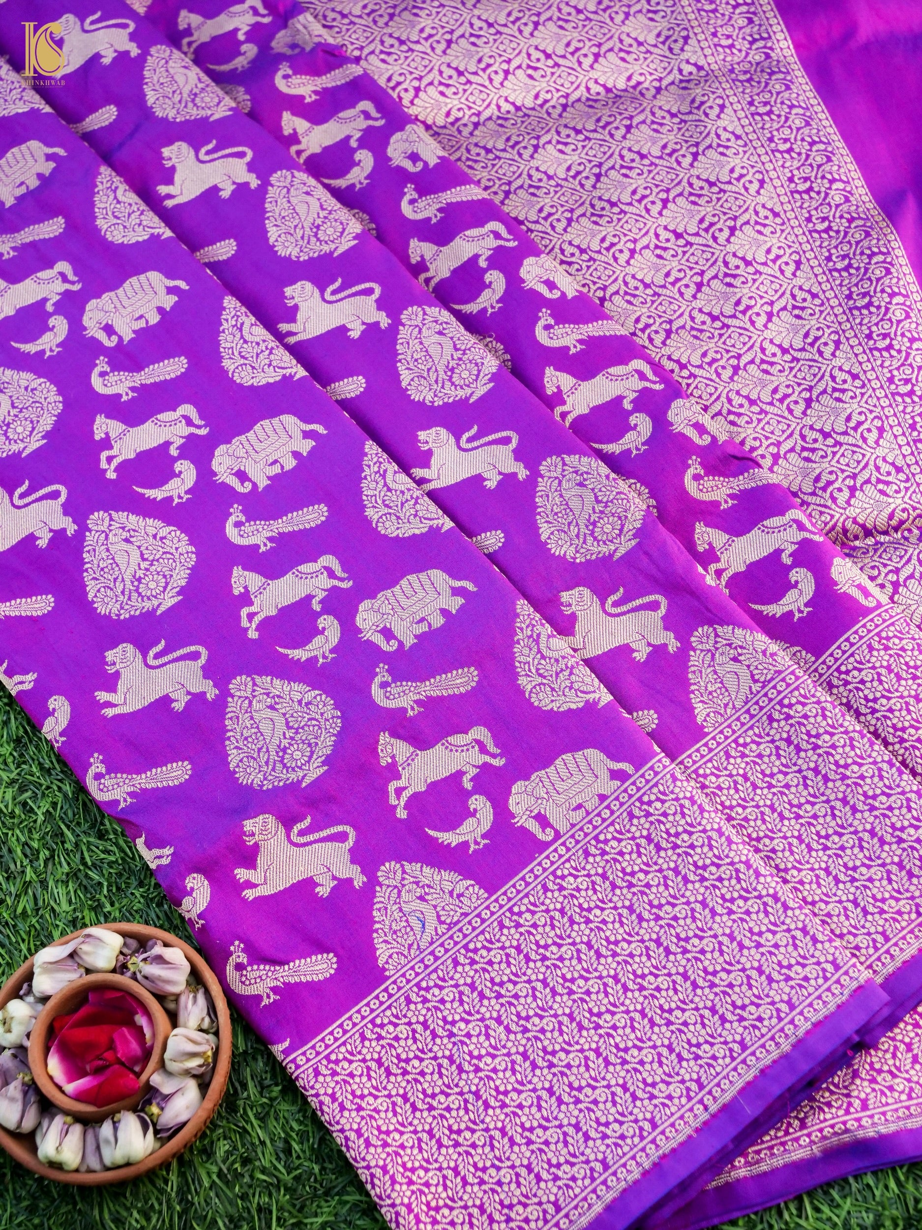 Handwoven Katan Silk Banarasi Shikargah Saree