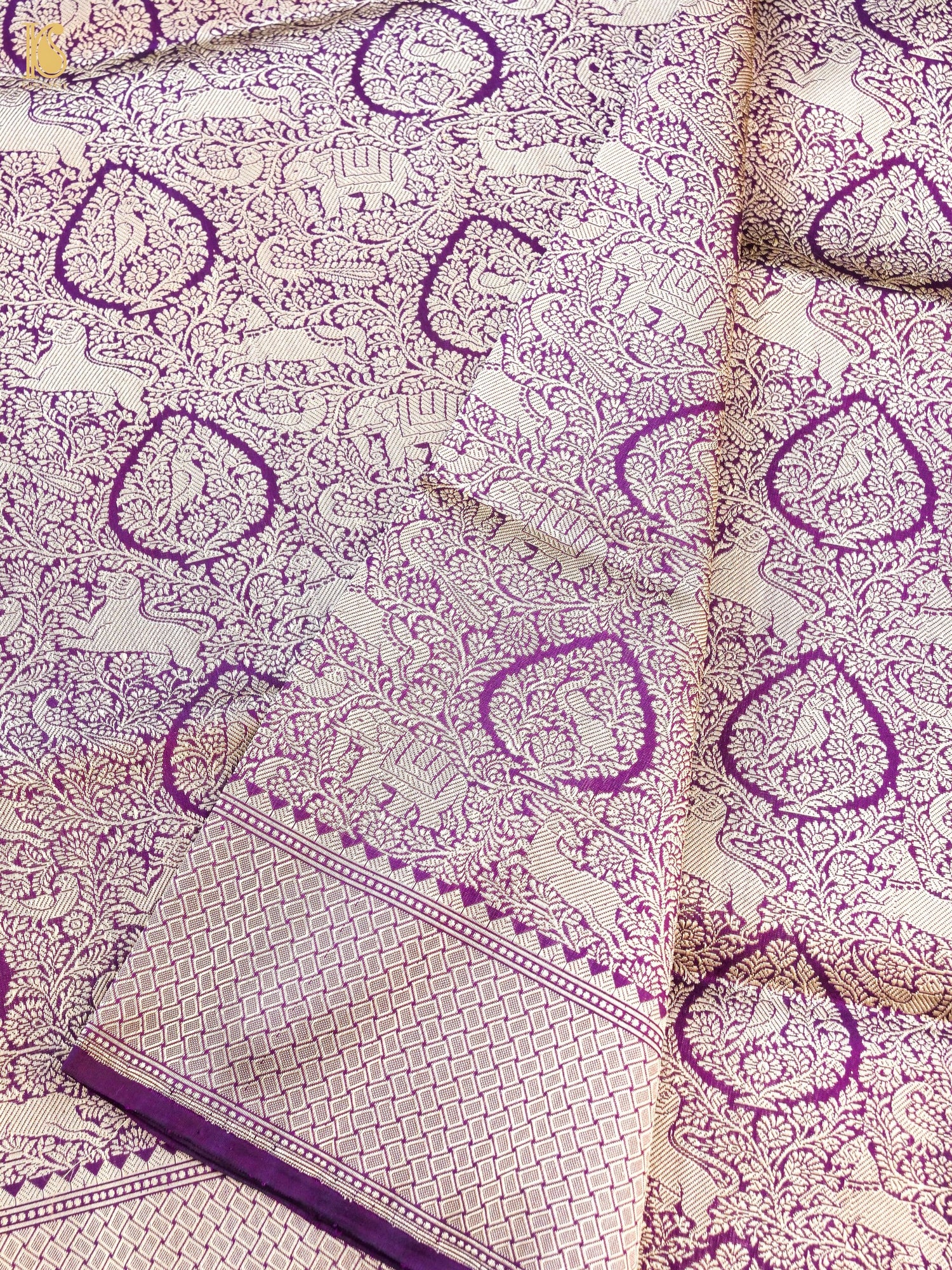 Handwoven Katan Silk Banarasi Shikargah Saree