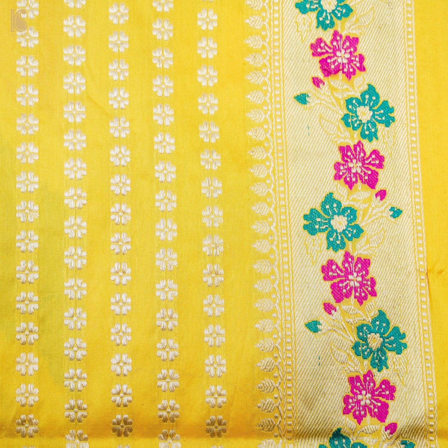 Golden Dream Yellow Handwoven Pure Katan Silk Kadwa Banarasi Rangkat Saree - Khinkhwab
