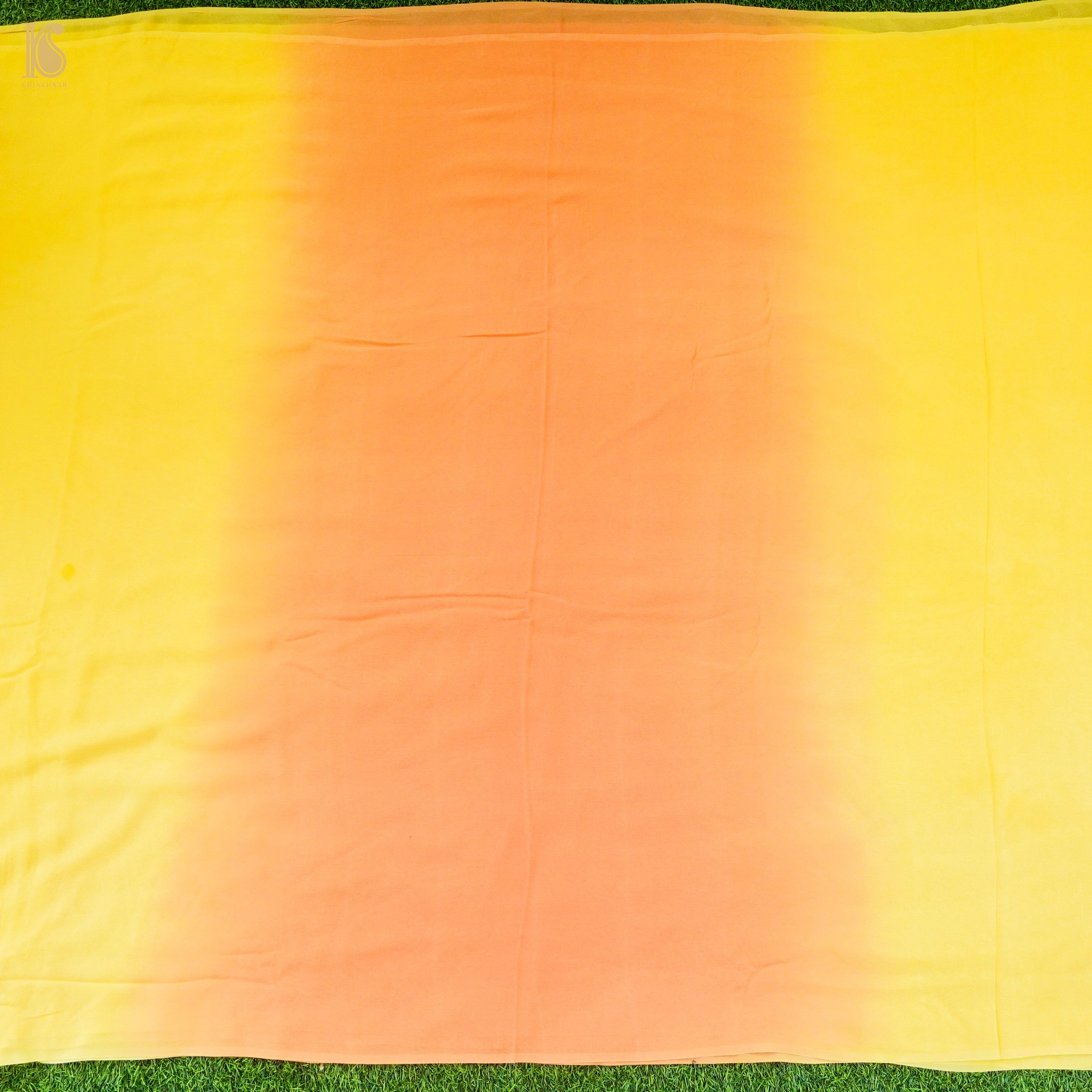 Orange & Yellow Pure Georgette Saree - Khinkhwab