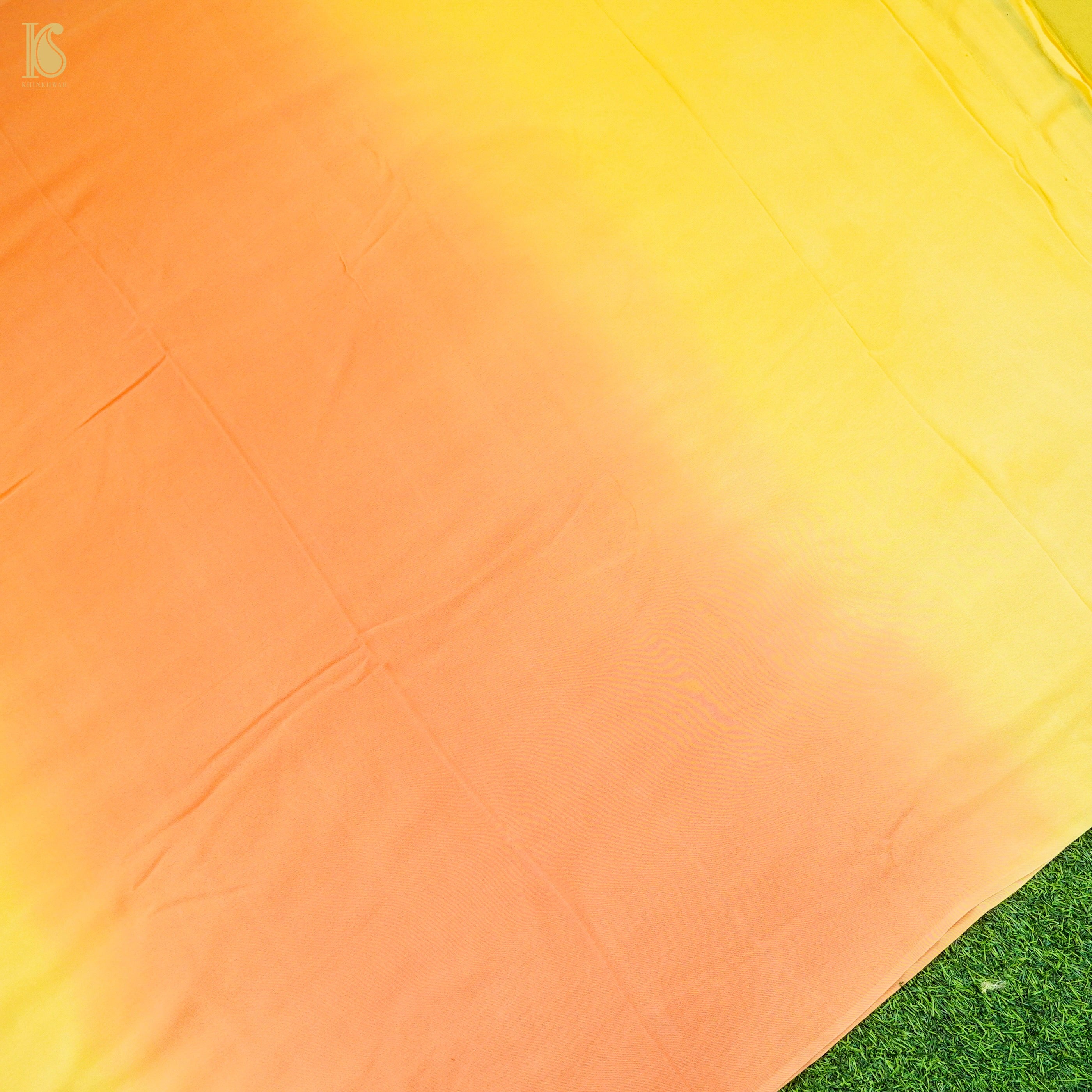 Orange & Yellow Pure Georgette Saree - Khinkhwab