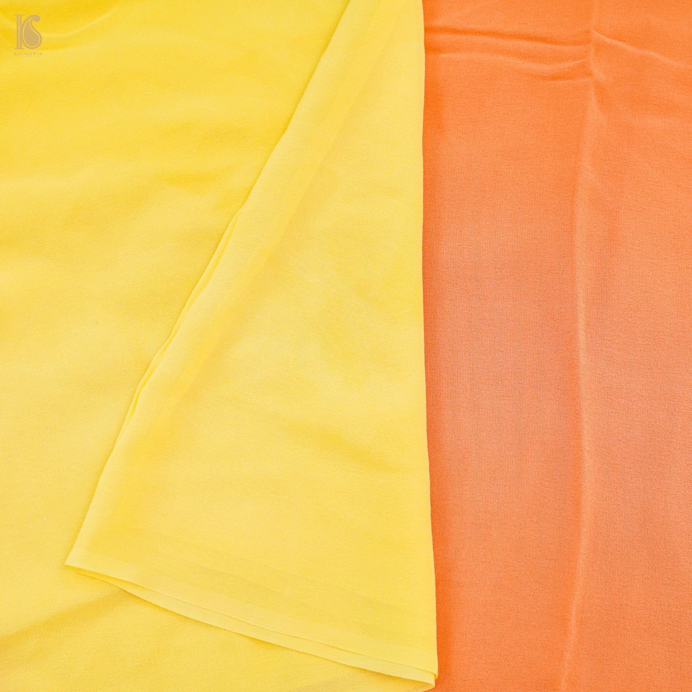 Orange & Yellow Pure Georgette Saree - Khinkhwab