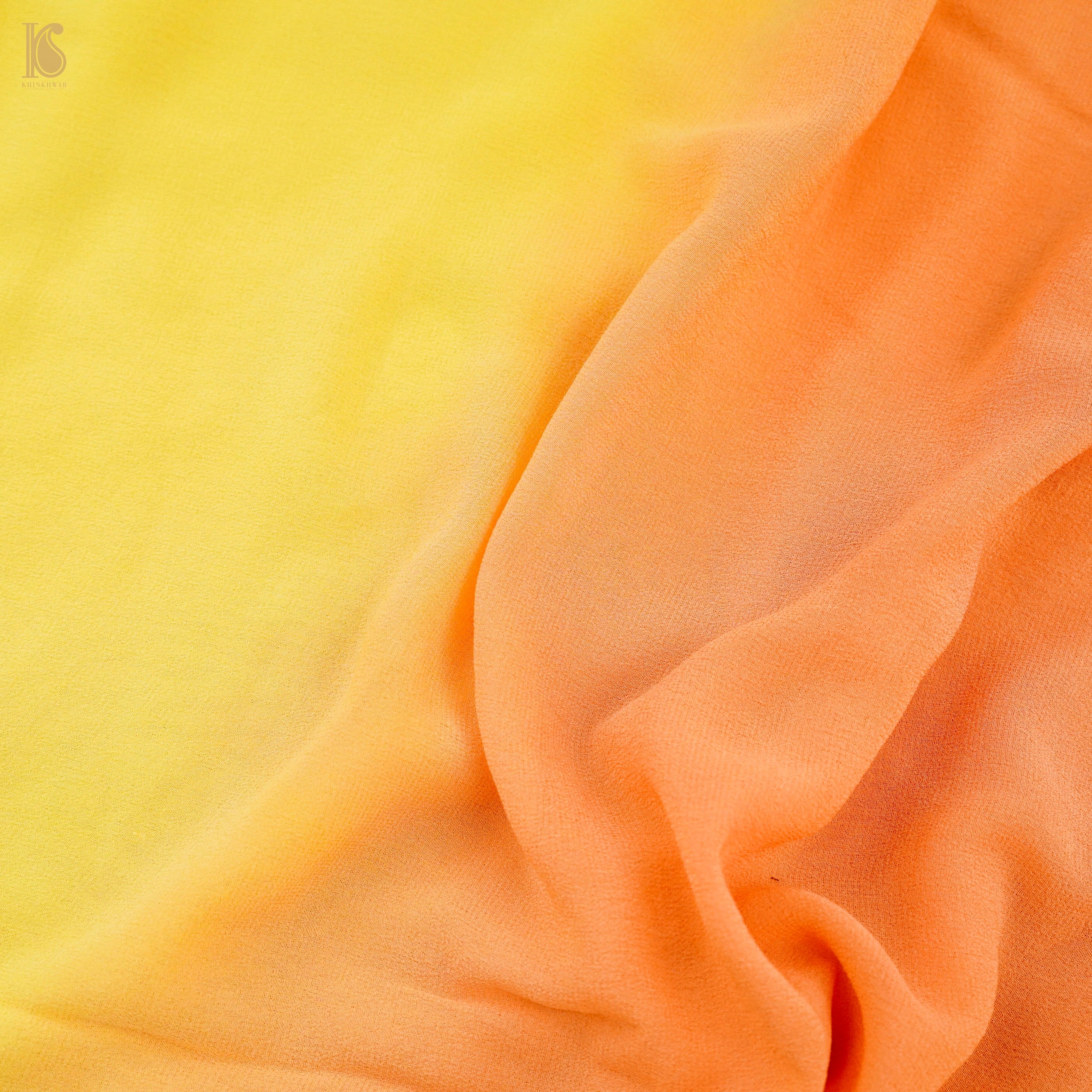 Orange & Yellow Pure Georgette Saree - Khinkhwab