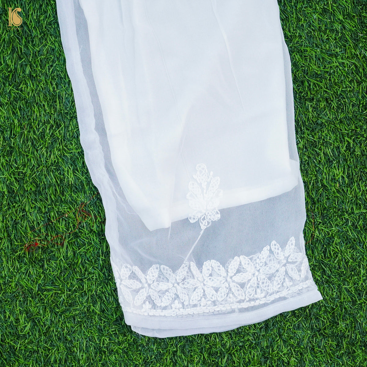 Blue Georgette Chikankari Stitched Kids Kurta Set - Khinkhwab