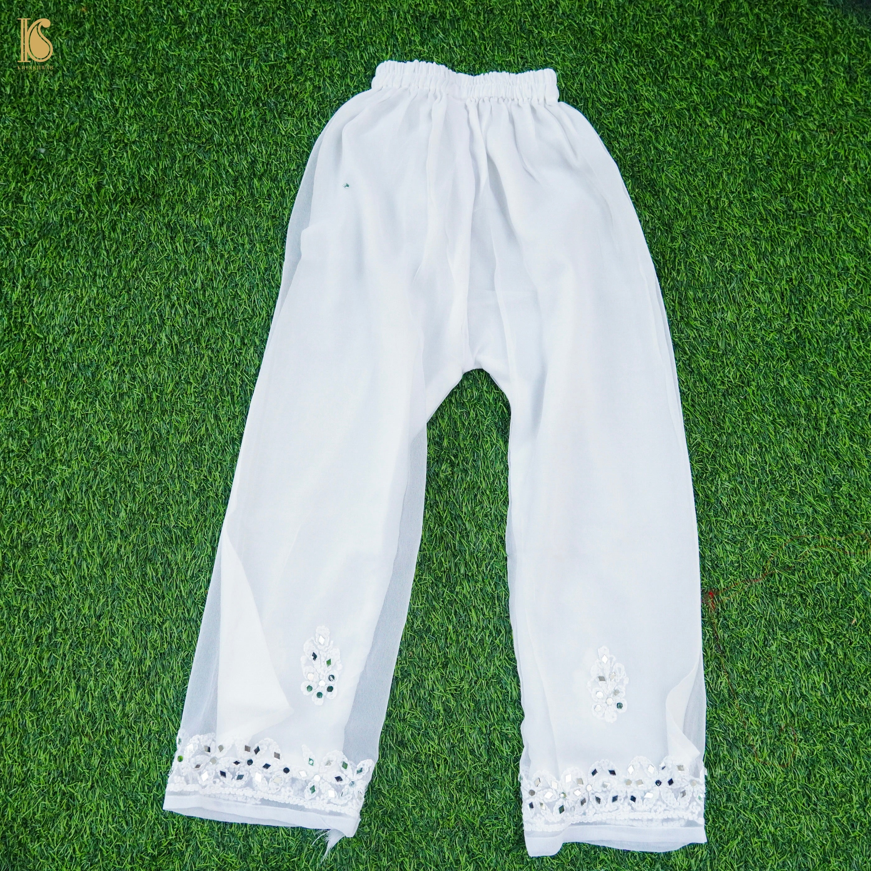 Pink Georgette Chikankari with MirrorWork Stitched Kids Kurta Set