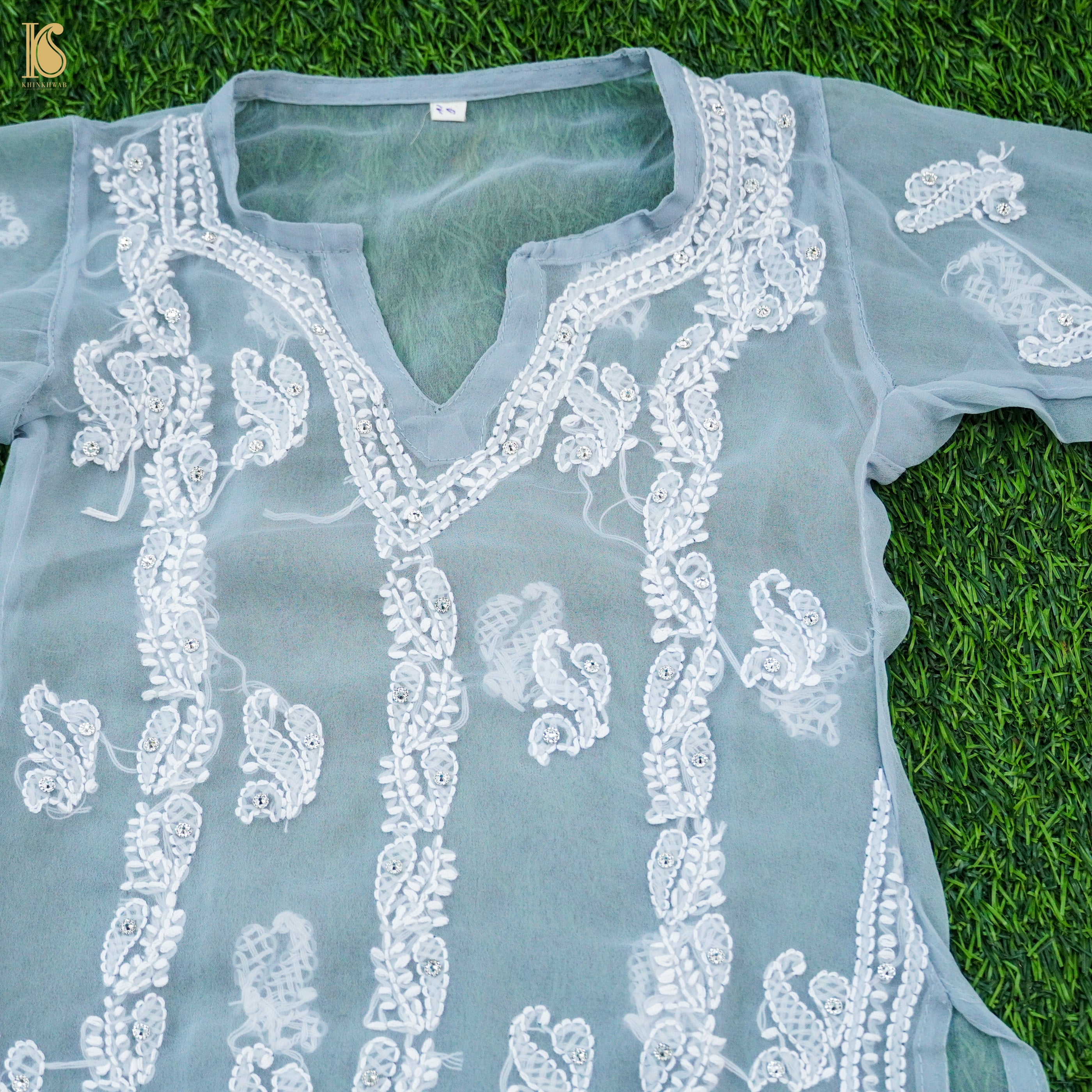Georgette Chikankari Stitched Kids Kurta Set